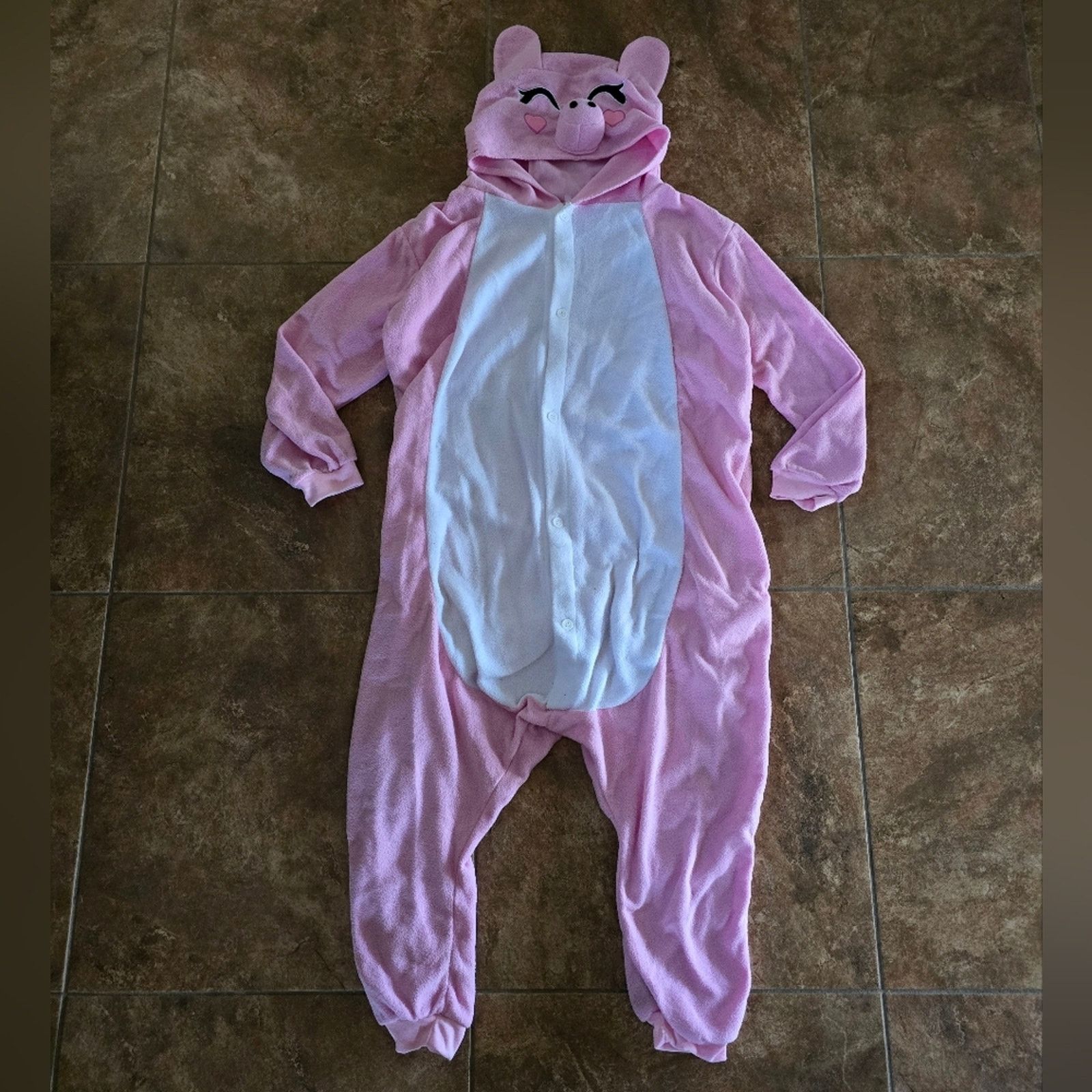 Other Pink White Piglet Pajama Onesie Size ONE SIZE - 1 Thumbnail