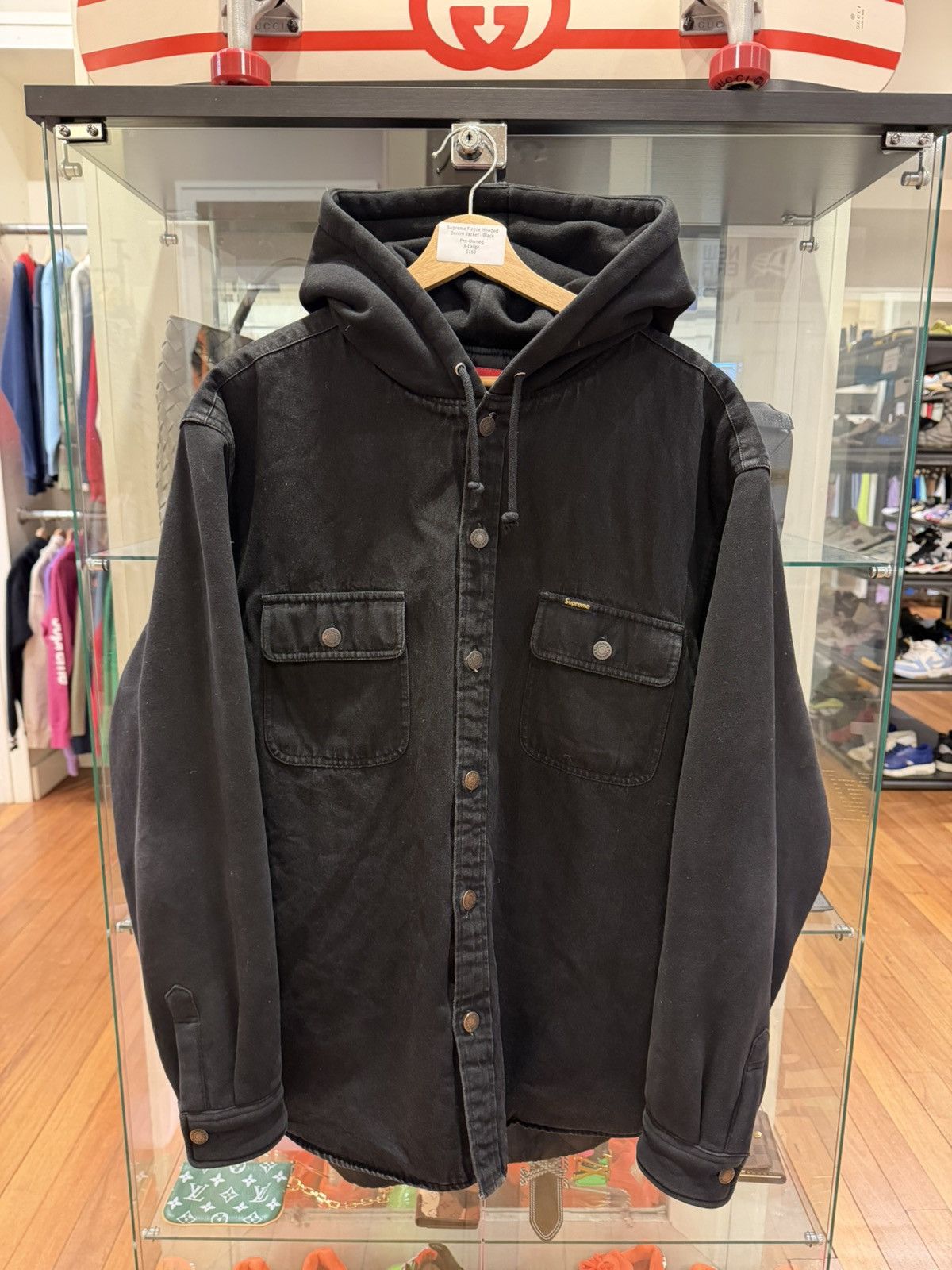 Supreme Supreme Fleece Hooded Denim Jacket - Black Size US XL / EU 56 / 4 - 1 Thumbnail