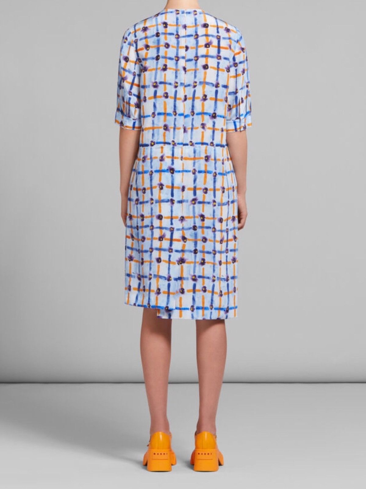 Marni oc11z0525 Shift Print Dress in Blue Size XL / US 12-14 / IT 48-50 - 3 Thumbnail