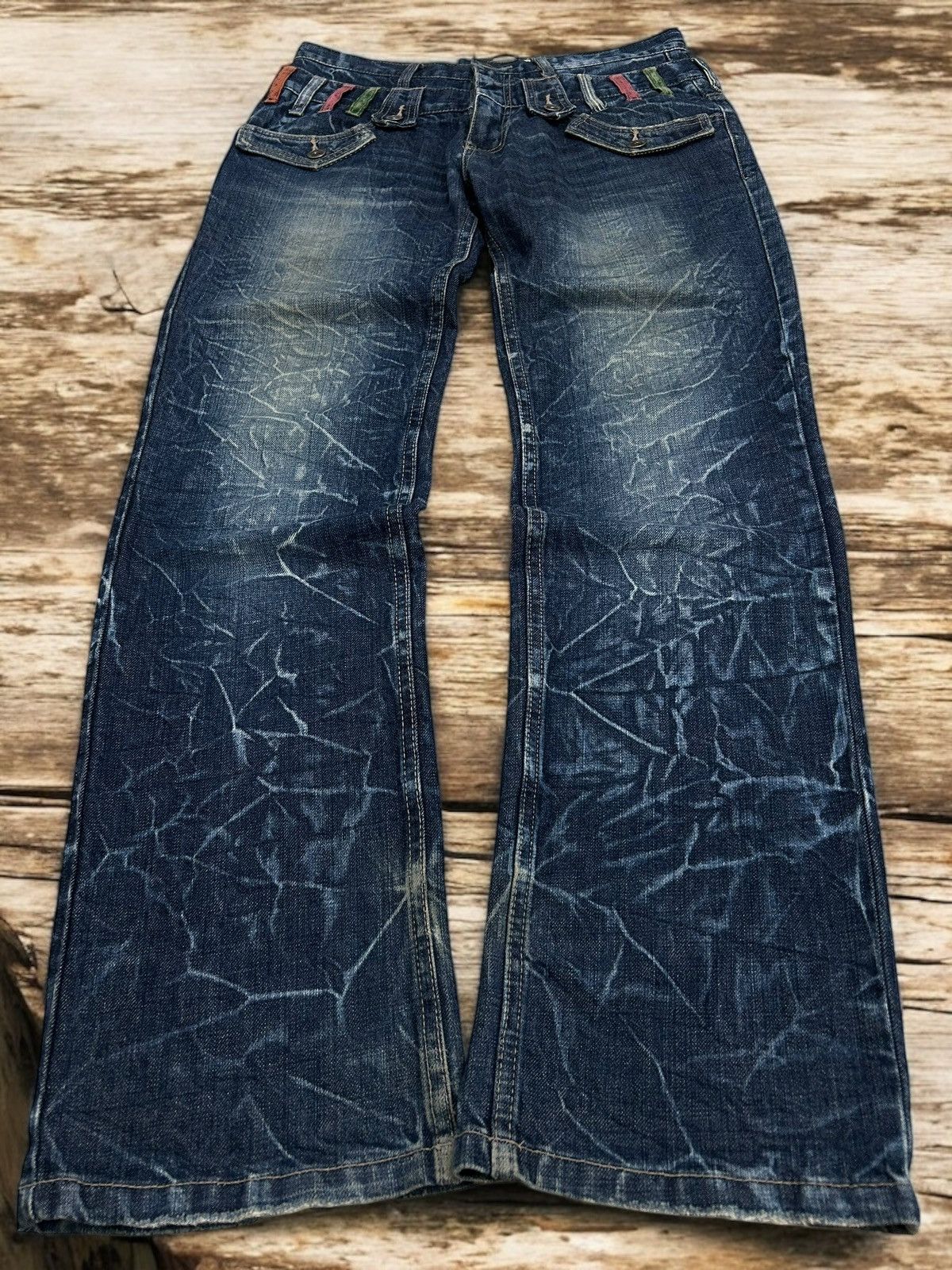 Le Grande Bleu (L.G.B.) Antfui Double Waist Denim Jean Whiskering Washed Size US 31 - 1 Thumbnail