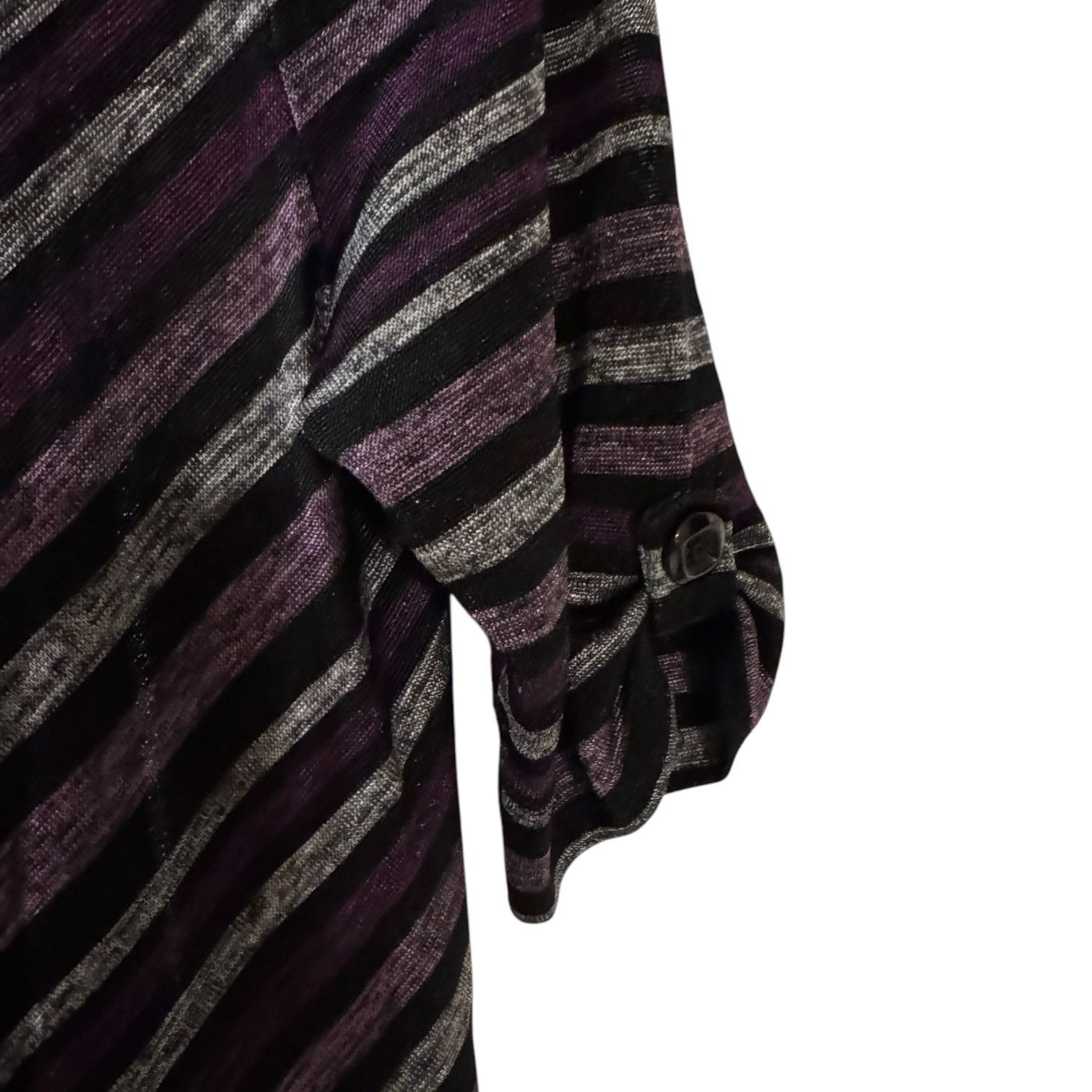 Other Heart Soul Short Sleeve Purple Silver Striped Cardigan Med Size M / US 6-8 / IT 42-44 - 3 Thumbnail