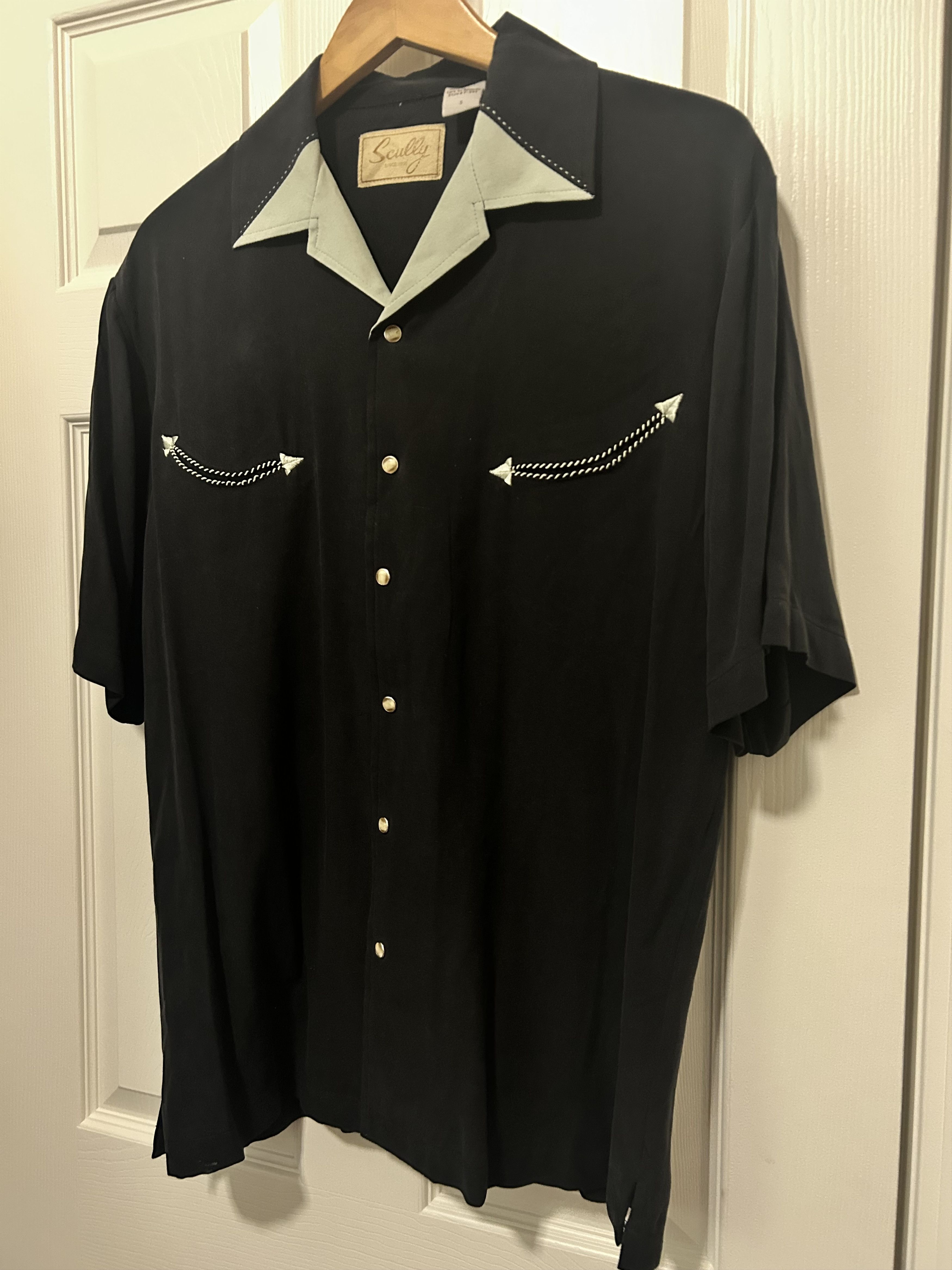 Scully Scully Shirt Mens S Silk Western Pearl Snap Short Sleeve Size US S / EU 44-46 / 1 - 2 Thumbnail