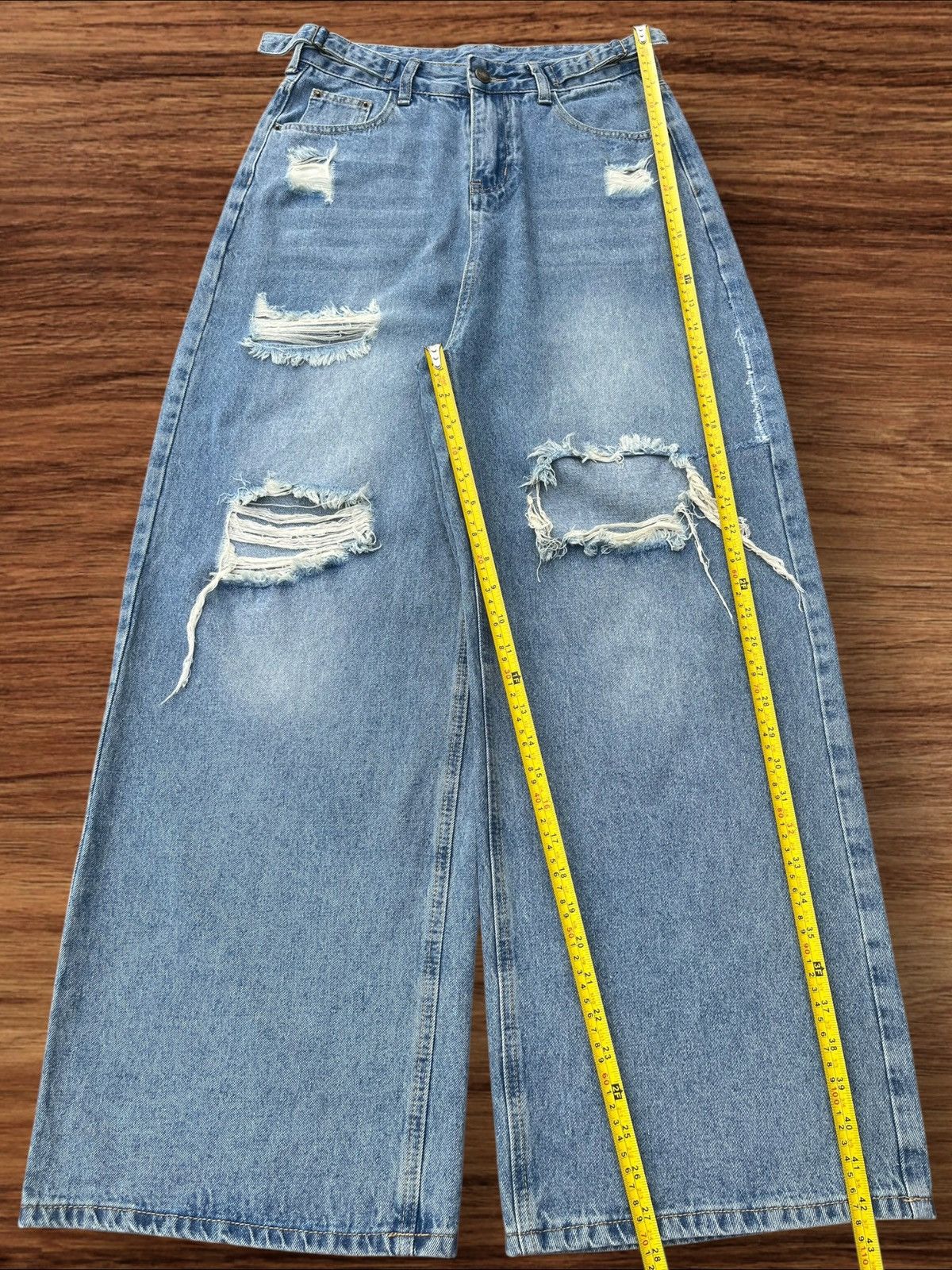 Japanese Brand Vintage Japanese Brand Blue Washed Wide Leg Distressed Jeans Size US 28 / EU 44 - 8 Thumbnail