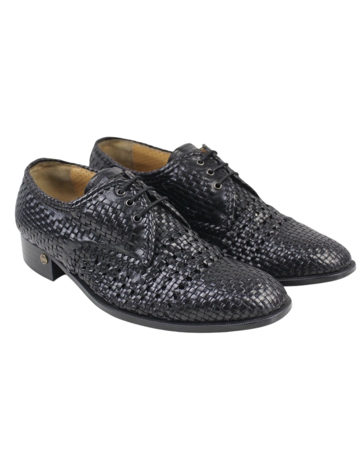 1990S BALENCIAGA PARIS WOVEN LEATHER DERBY