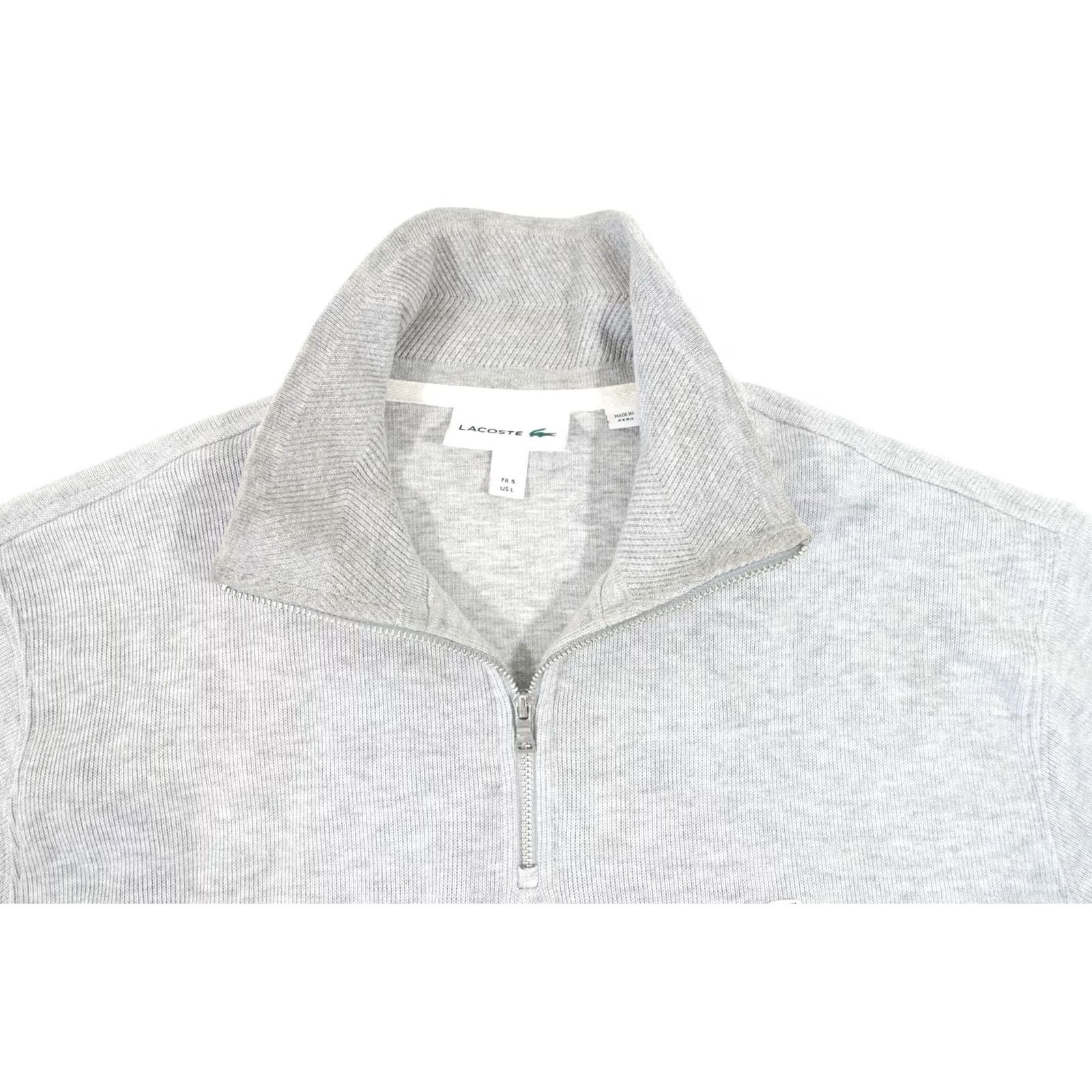 Lacoste Sweater Mens Large Gray 1/4 Zip Mock Neck Fa13487 5, Men's — image 4 of 6