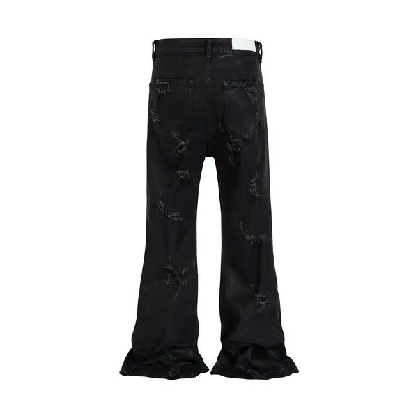 VIBE High Street Ripped Damaged Coatted Wax Baggy Flare Size US 32 / EU 48 - 5 Thumbnail