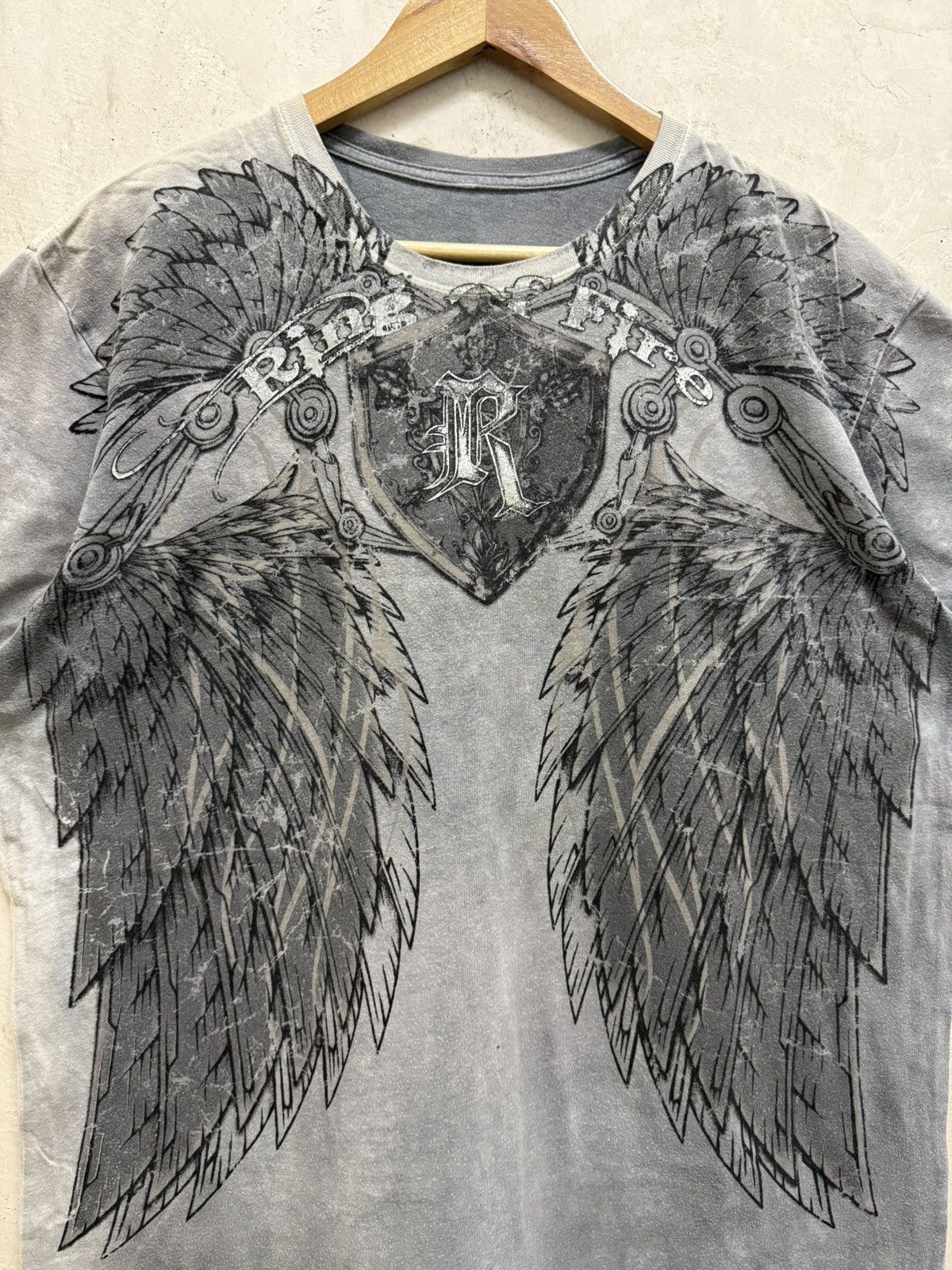 Affliction 2000s Ring Fire Angel Wings affliction styled Cross y2k Tees Size US L / EU 52-54 / 3 - 3 Thumbnail