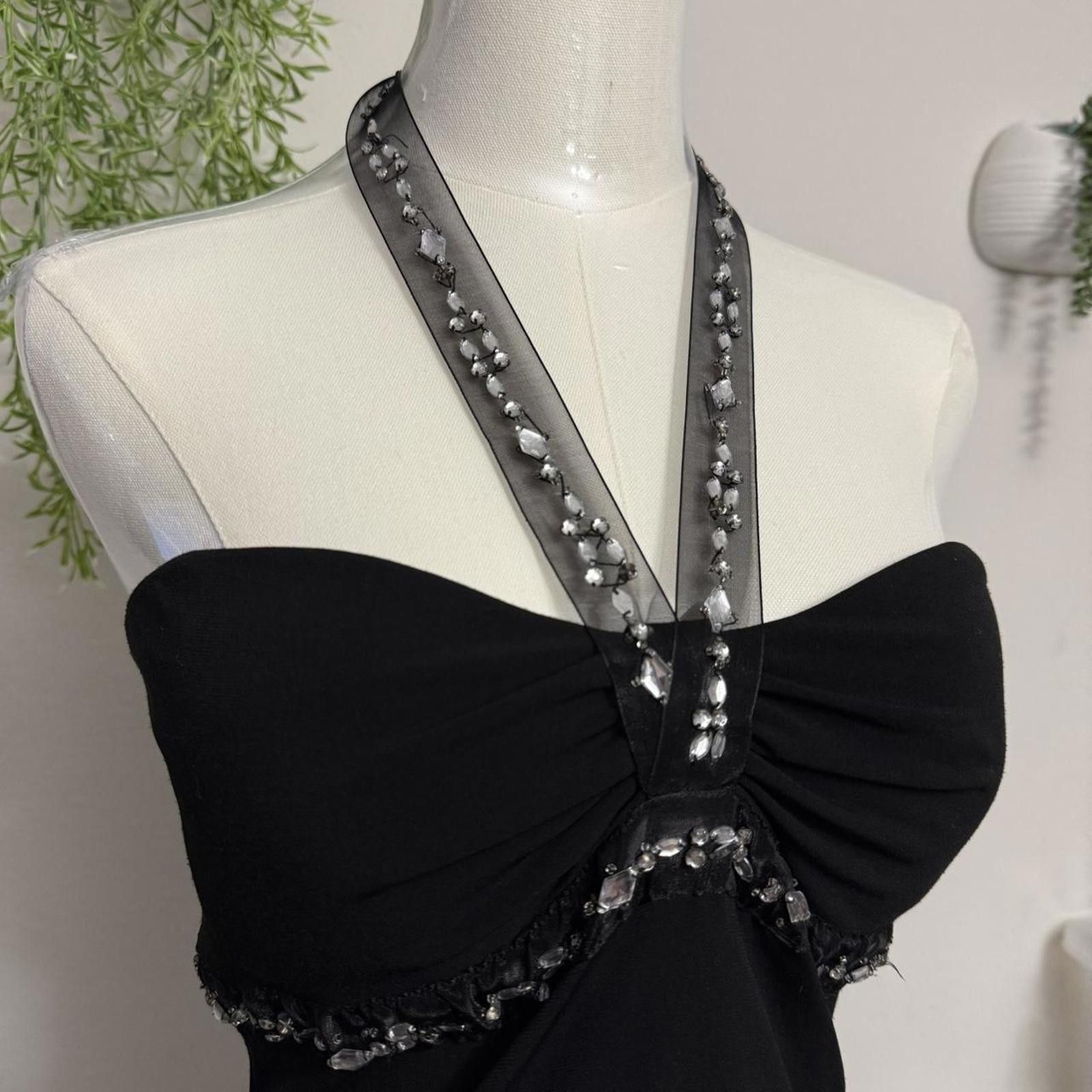 Designer Y2k sangria black and silver beaded hater neck dress S-M Size S / US 4 / IT 40 - 3 Thumbnail
