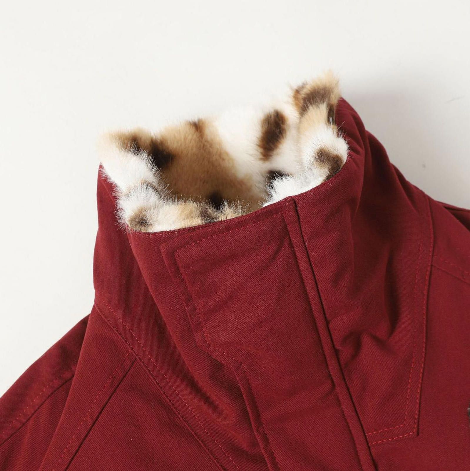 Vintage Burgundy Casual Bomber Jacket with Faux Fur Collar Size US M / EU 48-50 / 2 - 4 Thumbnail