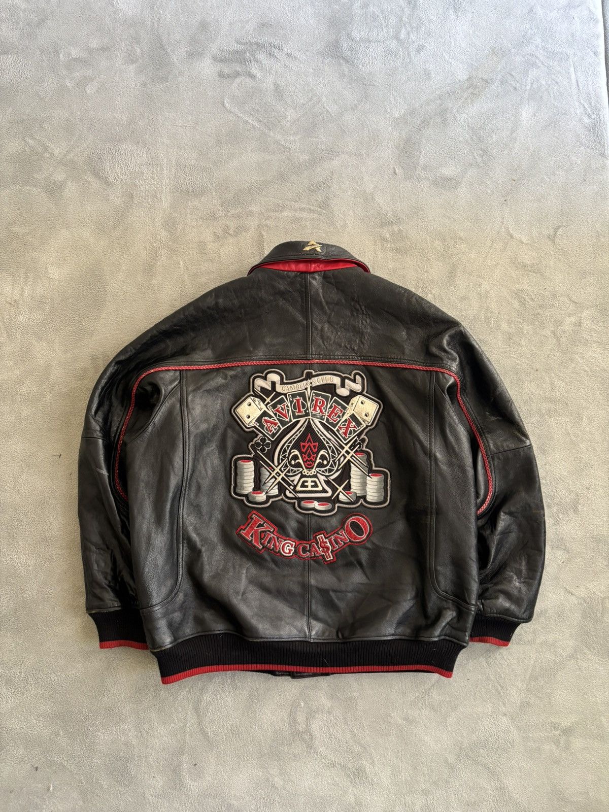 Avirex × Vintage Avirex Gambler’s Club King Casino Leather Jacket 80s Size US XXL / EU 58 / 5 - 9 Thumbnail