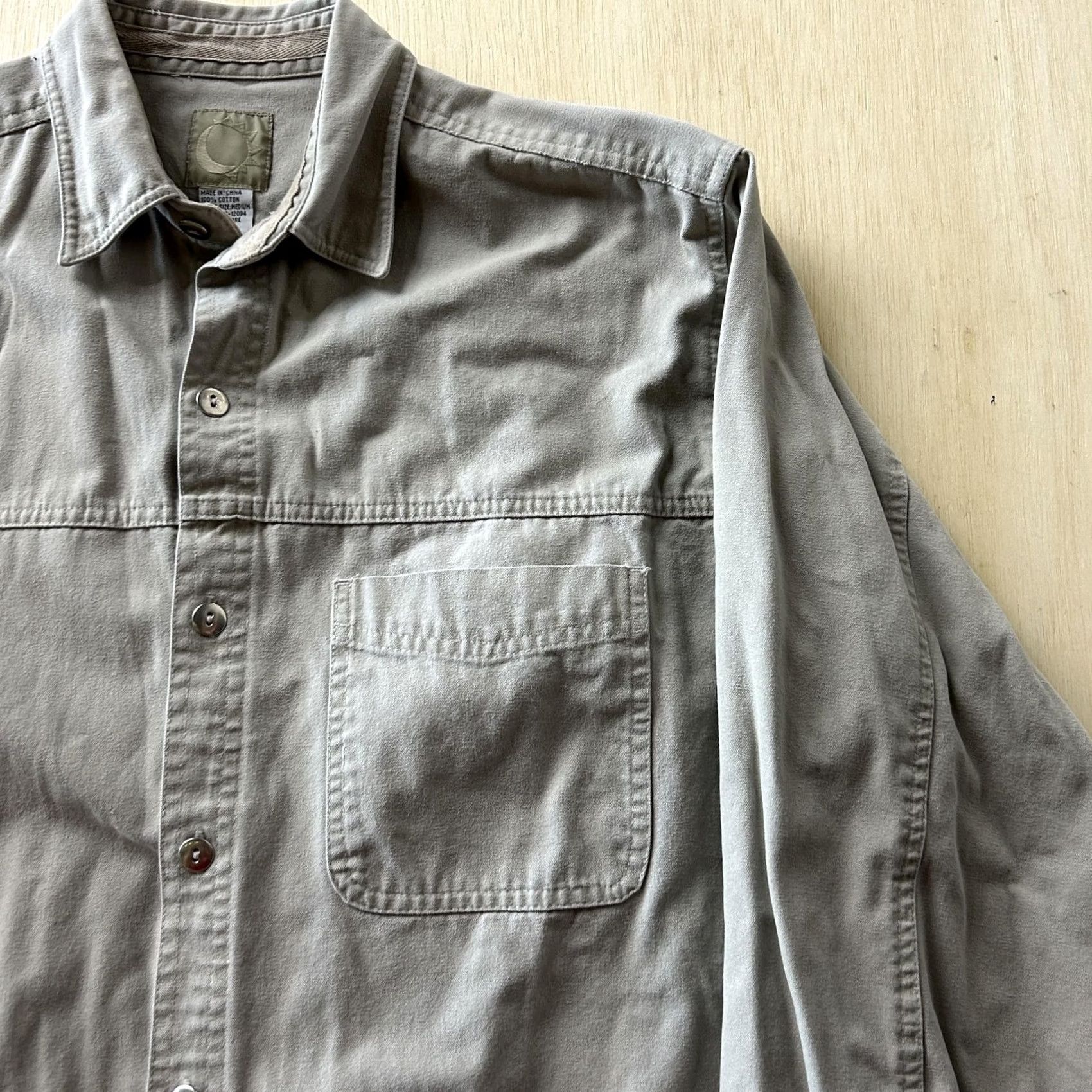 Vintage Y2K Mens Large Gray Solid Long Sleeve Button Up Casual Workwear Cotton Size US L / EU 52-54 / 3 - 2 Thumbnail