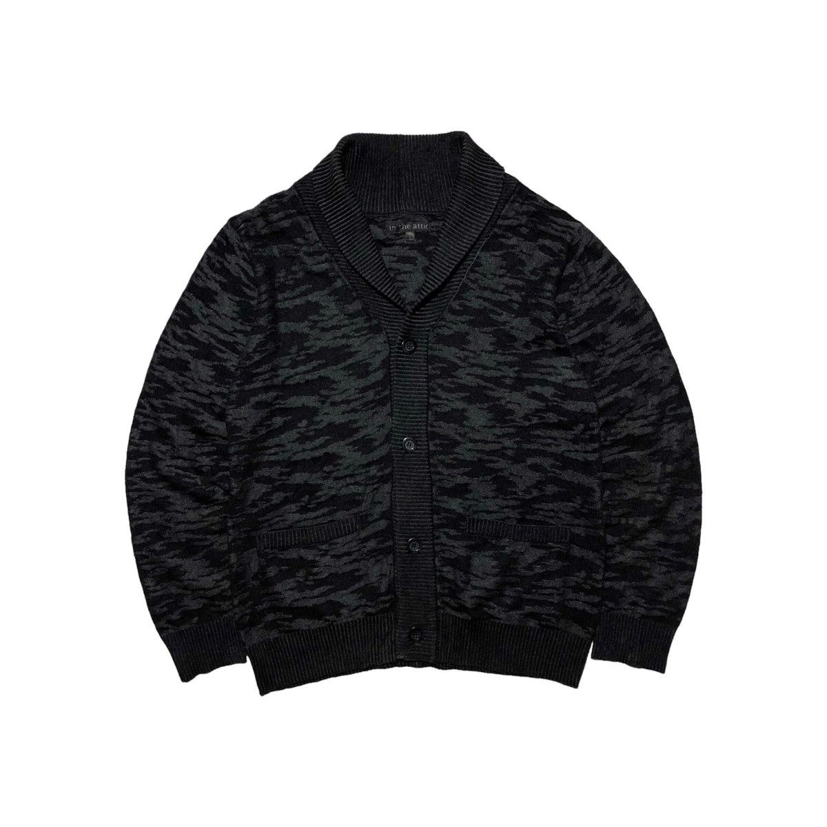 image of Accept Offer In The Attic Cardigan Knit Button in Black, Men's (Size Medium)