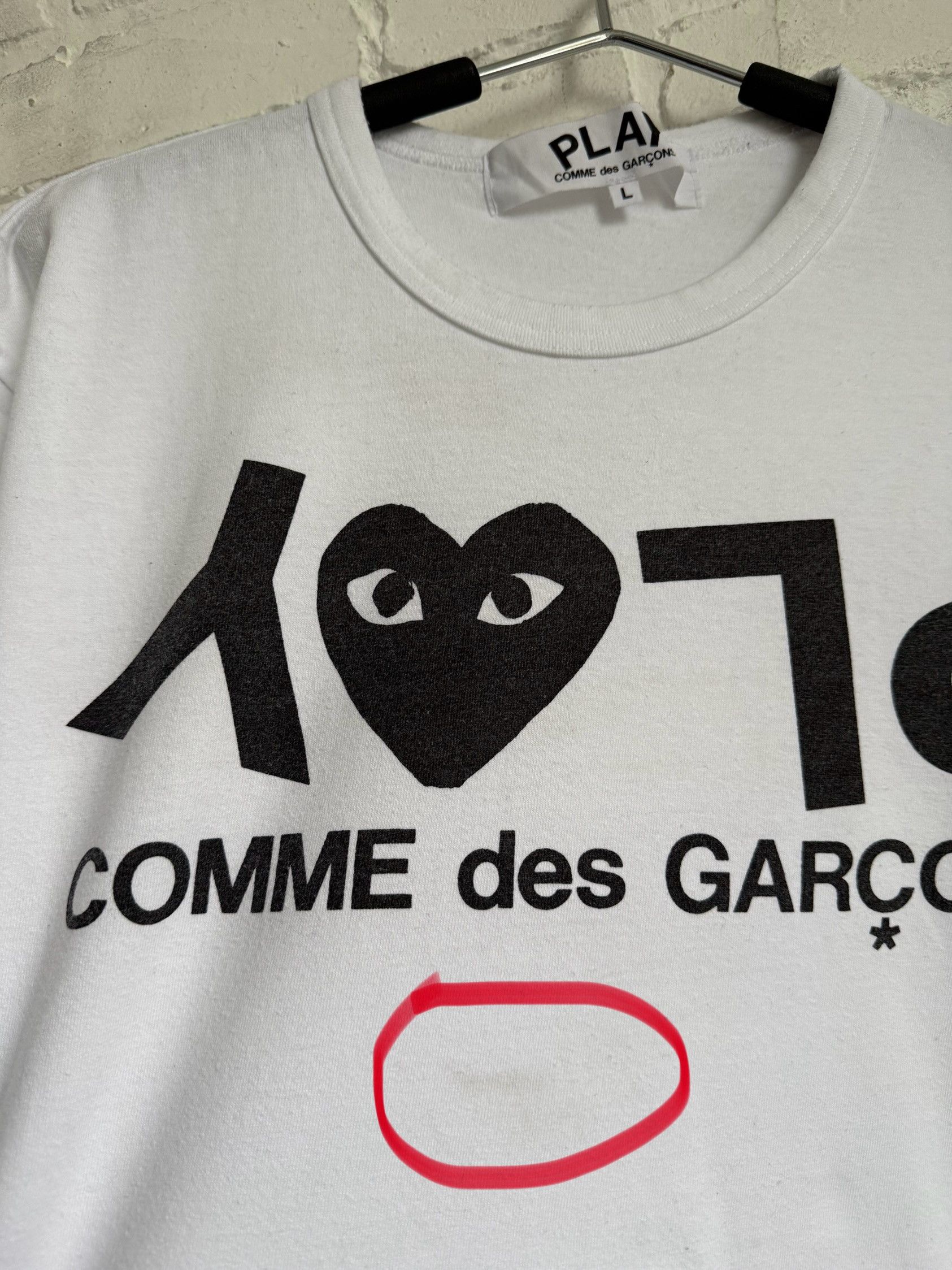 Comme des Garcons PLAY Comme Des Garcons PLAY white t-shirt Size US L / EU 52-54 / 3 - 4 Thumbnail