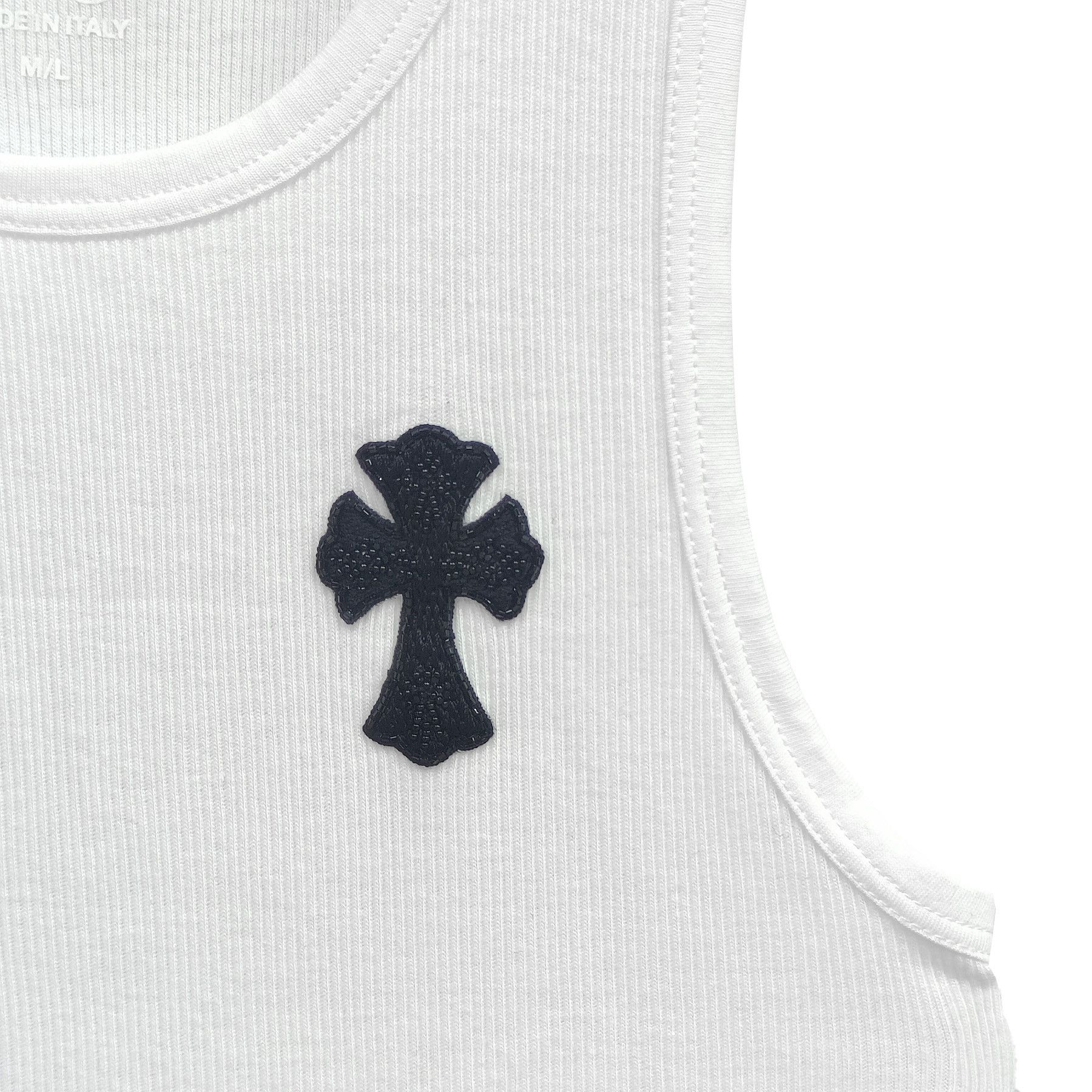 Chrome Hearts Chrome Hearts White Beaded Cross Leather Logo Tank Top Size M / US 6-8 / IT 42-44 - 3 Thumbnail