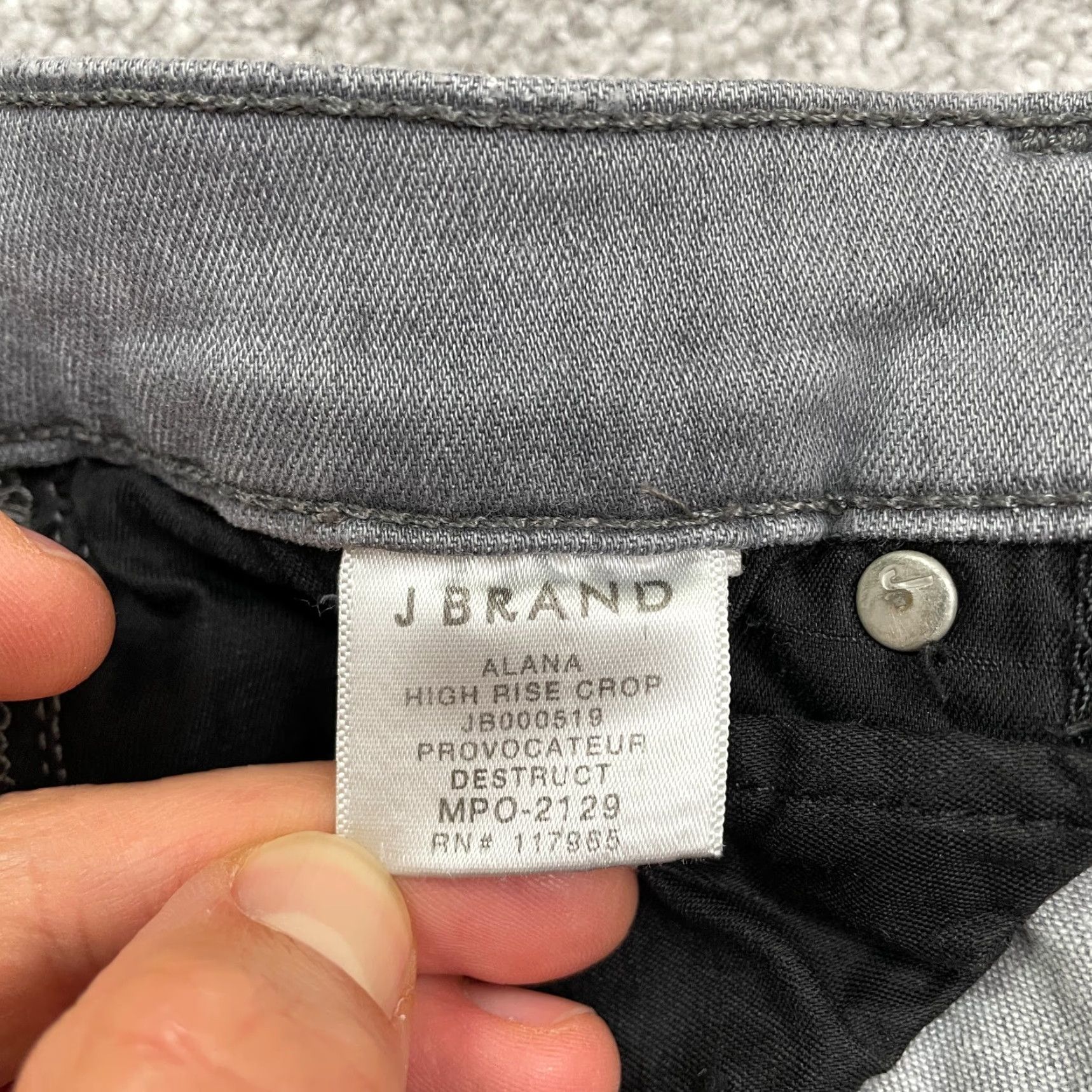 J Brand VINTAGE J Brand Alana High Rise Cropped Distressed Denim Jeans Womens 25 Gray Stretch 90s City Grunge Size 42" / US 20 - 7 Thumbnail