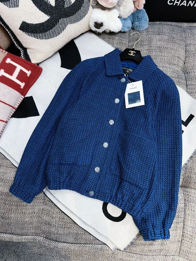Chanel Chanel Blue Tweed Collar Jacket Coat Size M / US 6-8 / IT 42-44 - 9 Thumbnail