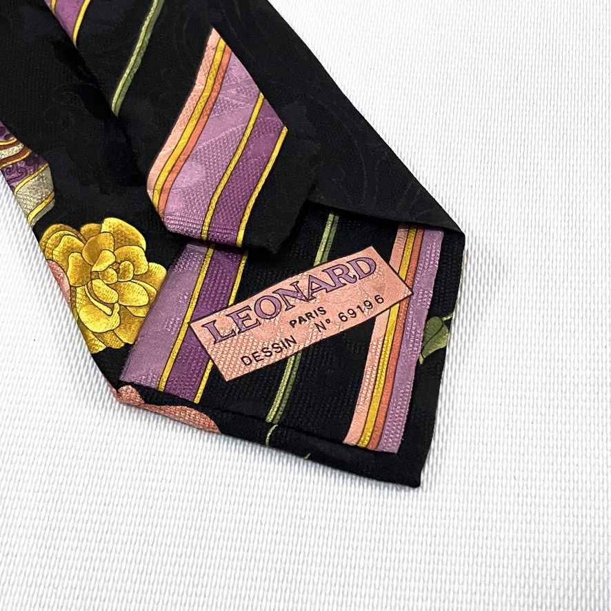 Leonard Paris Leonard Paris Mixed Floral And Striped Design Neck Tie Size ONE SIZE - 5 Thumbnail