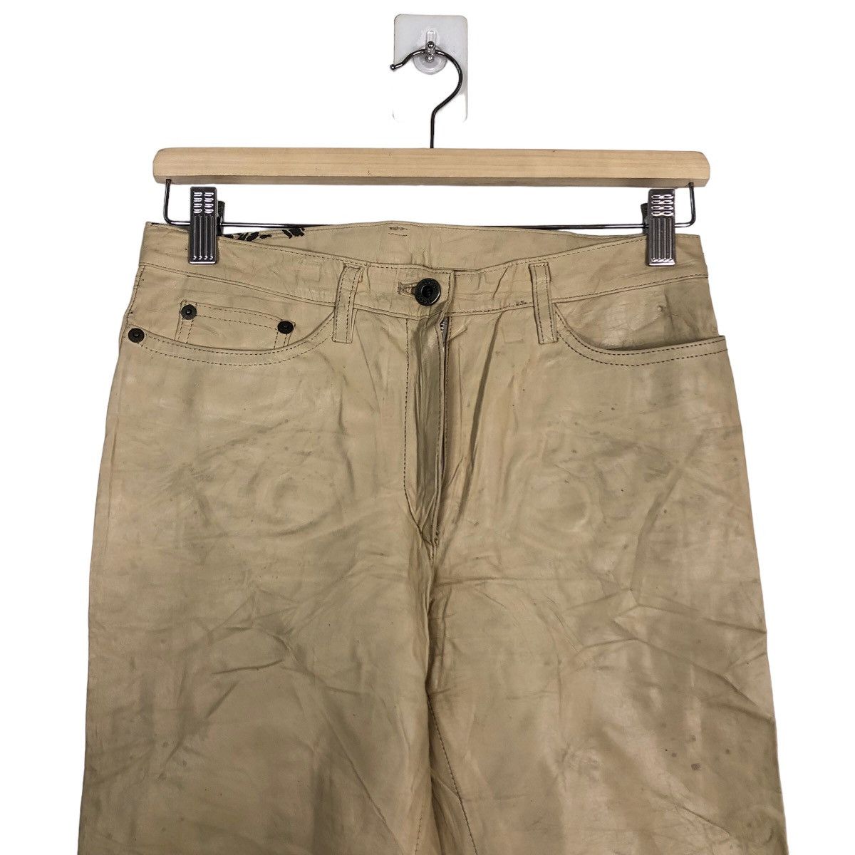 Genuine Leather 🔥Rare 5351 By Issey Miyake Genuine Leather Pants Racing Size US 28 / EU 44 - 3 Thumbnail