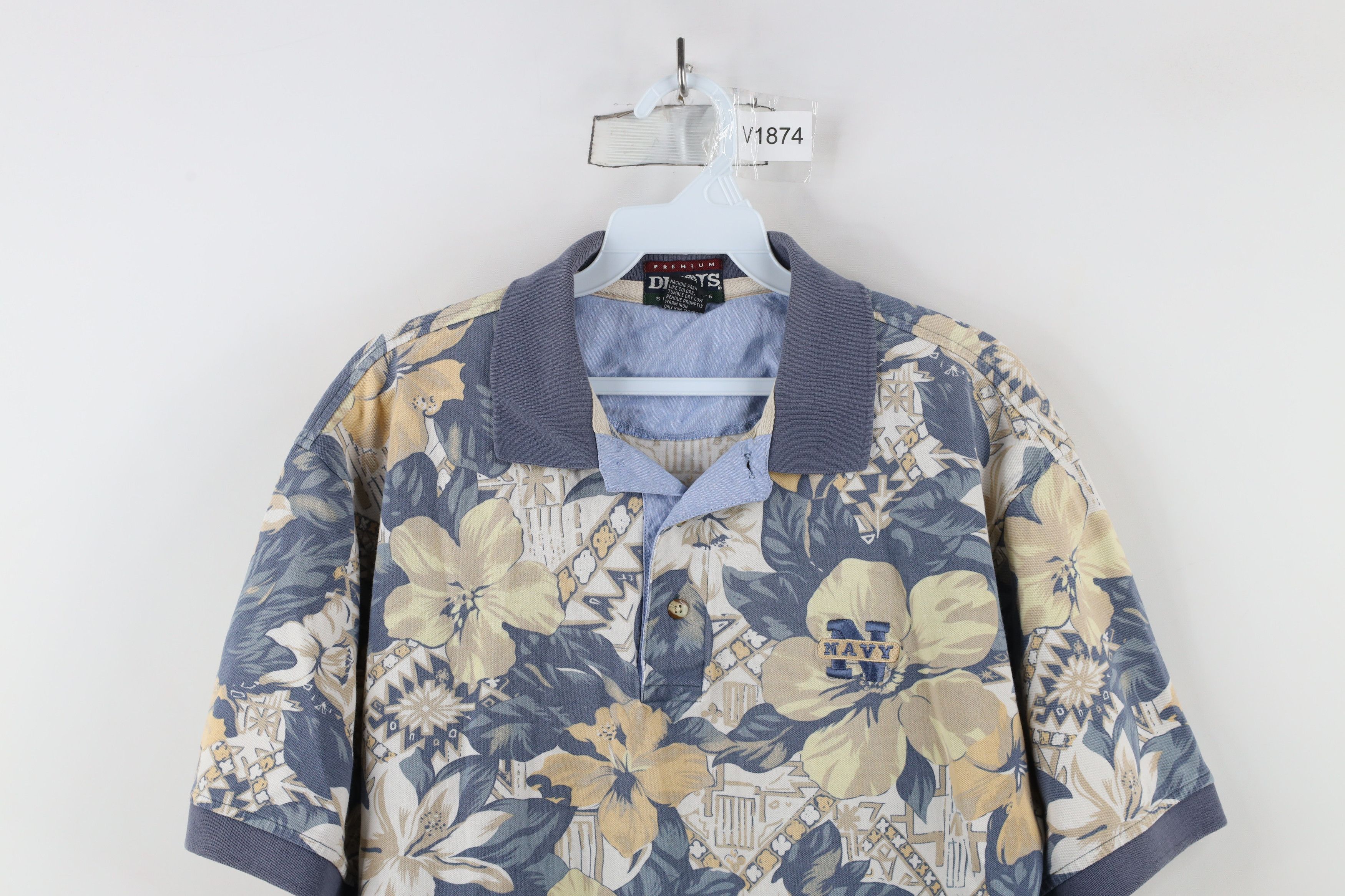 Vintage Vintage 90s Spell US Navy Naval Academy Flower Polo Shirt Size US M / EU 48-50 / 2 - 2 Thumbnail