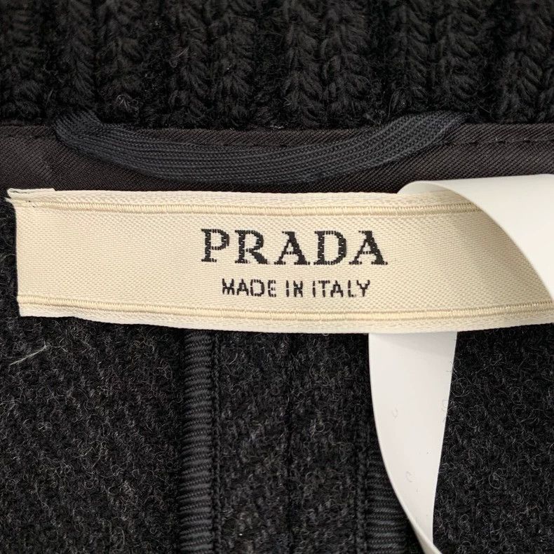 Prada Prada Black wool tweed coat with puff sleeve lapel 2506-Nex Size S / US 4 / IT 40 - 6 Thumbnail