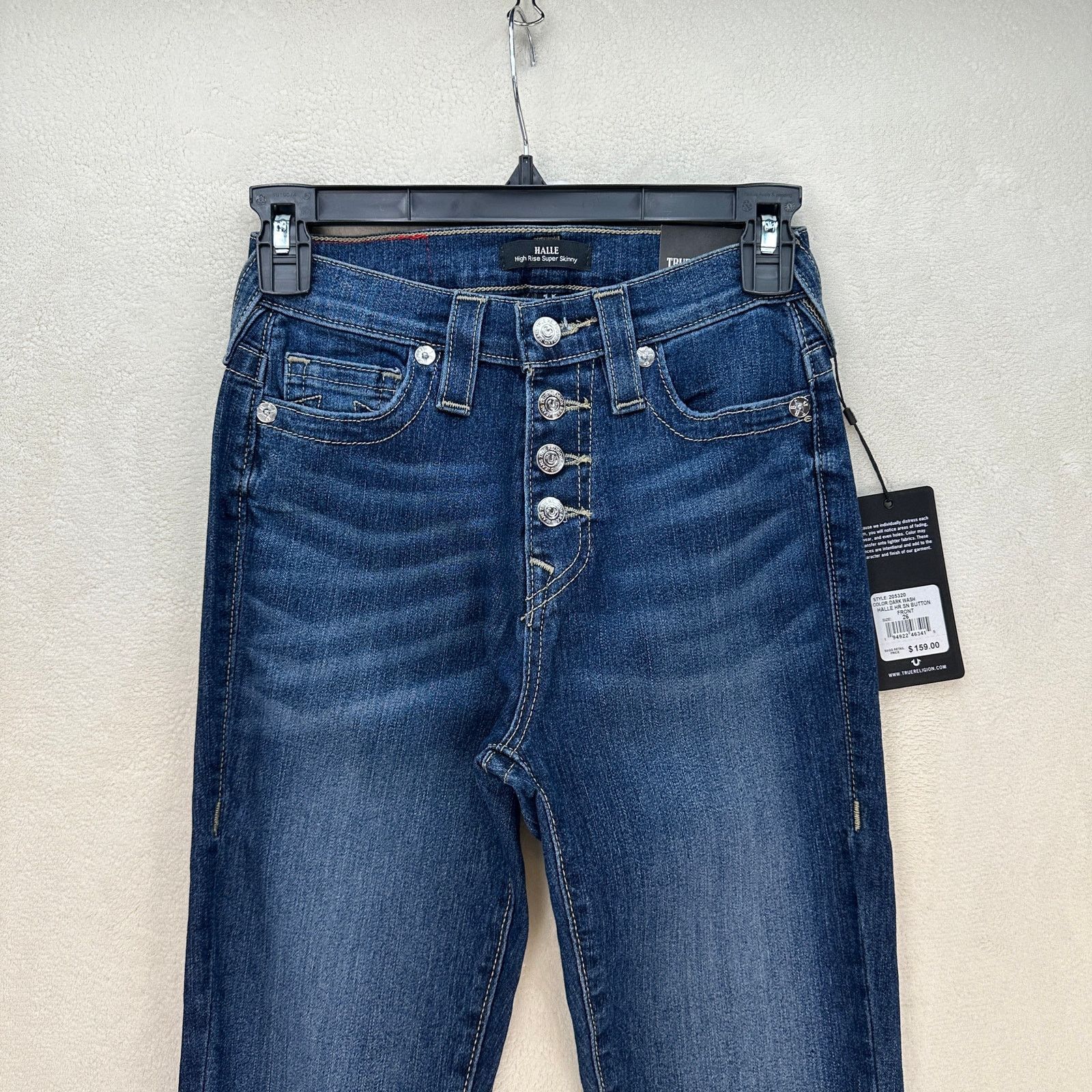 True Religion TRUE RELIGION WOMEN'S 26 HALLE HIGH RISE SUPER SKINNY MEDIUM Size 26" / US 2 / IT 38 - 4 Thumbnail