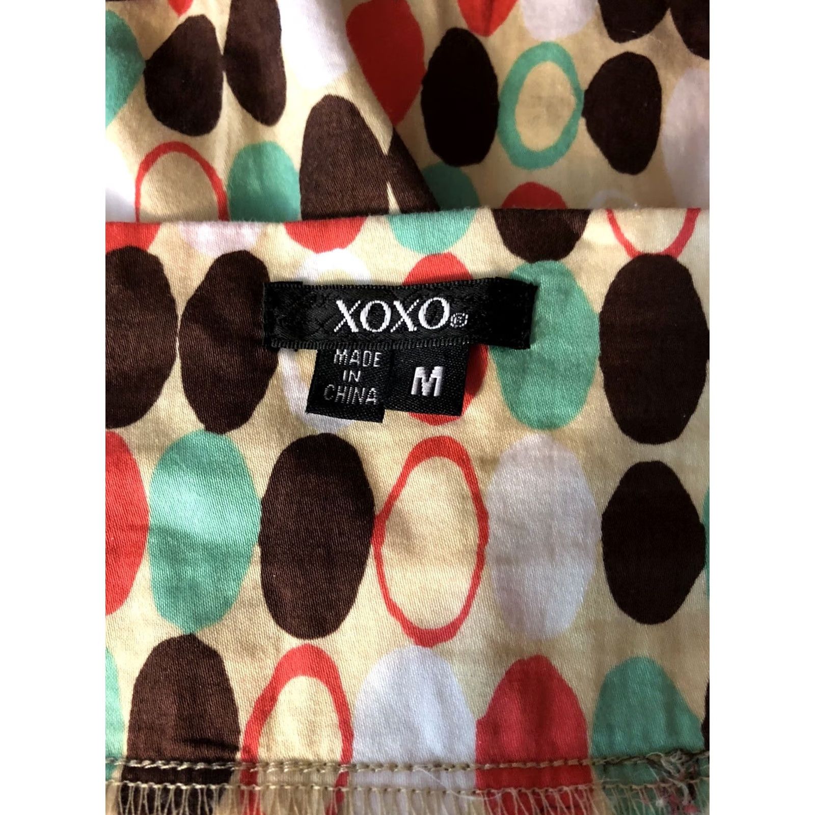 XOXO Vintage XOXO Fit & Flare Mini Skirt M Brown/green/orange Polka Dots 31”waist Y2K 90s Size 32" / US 10 / IT 46 - 4 Thumbnail