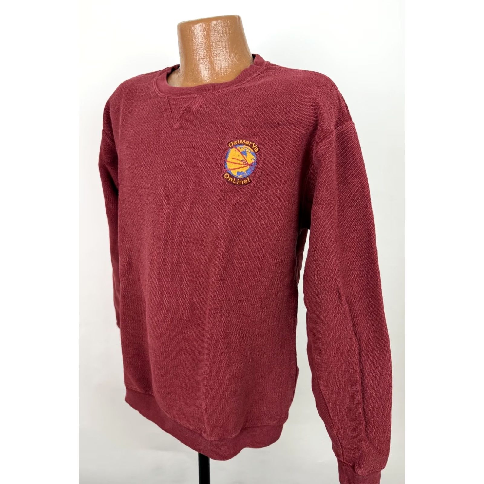 Lands' End VINTAGE Lands' End Pique Knit Sweatshirt Mens M Red Embroidered 90s Retro Classic Pullover Shirt Men Size US M / EU 48-50 / 2 - 7 Thumbnail
