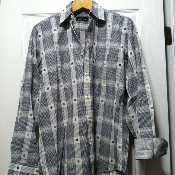 BUGATCHI BUGATCHI MENS PRE-OWNED GRAY 100%COTTON CASUAL SHIRT SIZE: S Size US S / EU 44-46 / 1 - 4 Thumbnail