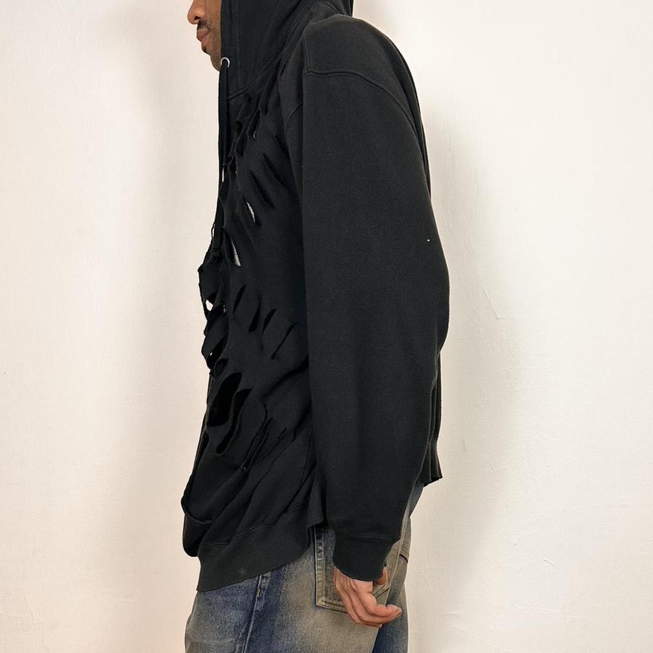 Vintage ASTROBOI* Black Grunge Cut Out Zip Up Hoodie - 4XL BIG Size US XXL / EU 58 / 5 - 4 Thumbnail