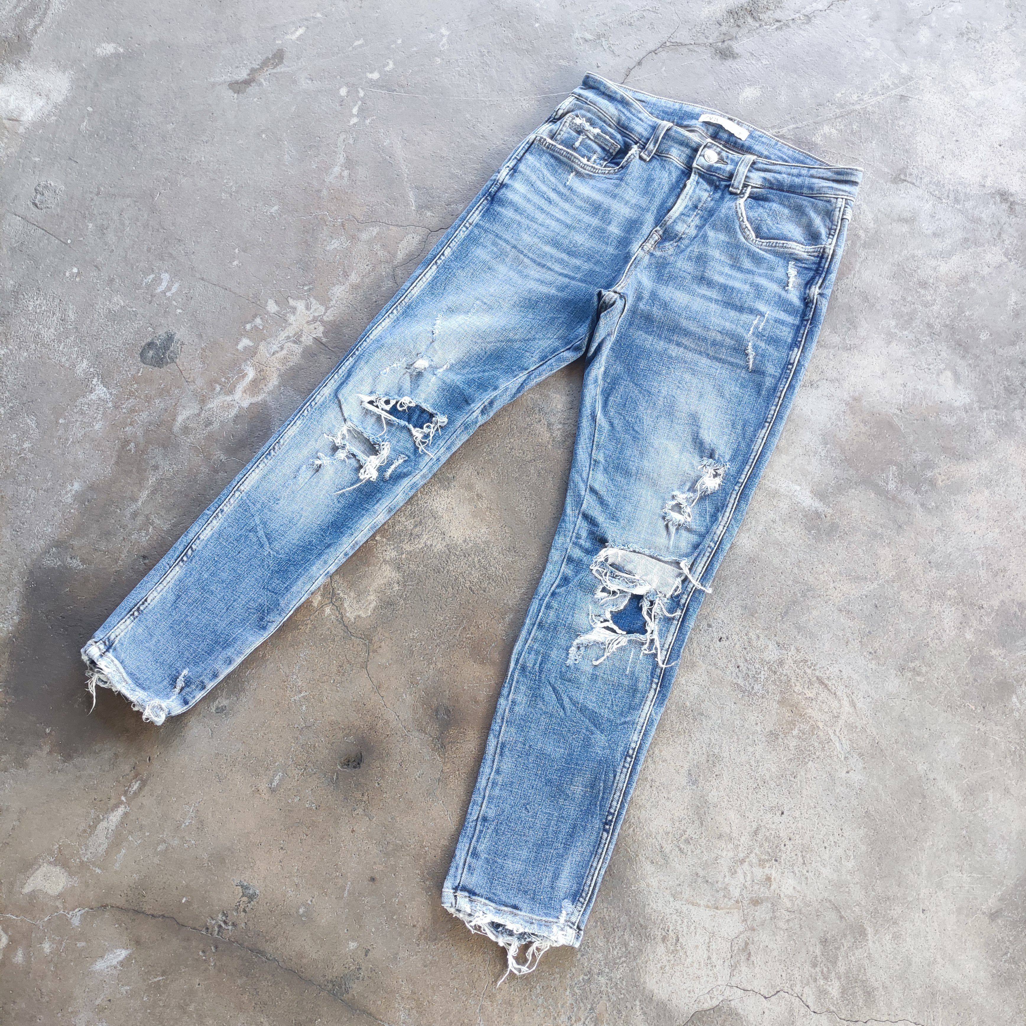 Japanese Brand Vintage Zara Brand Button Jeans Ripped Faded pants Size US 31 - 2 Thumbnail