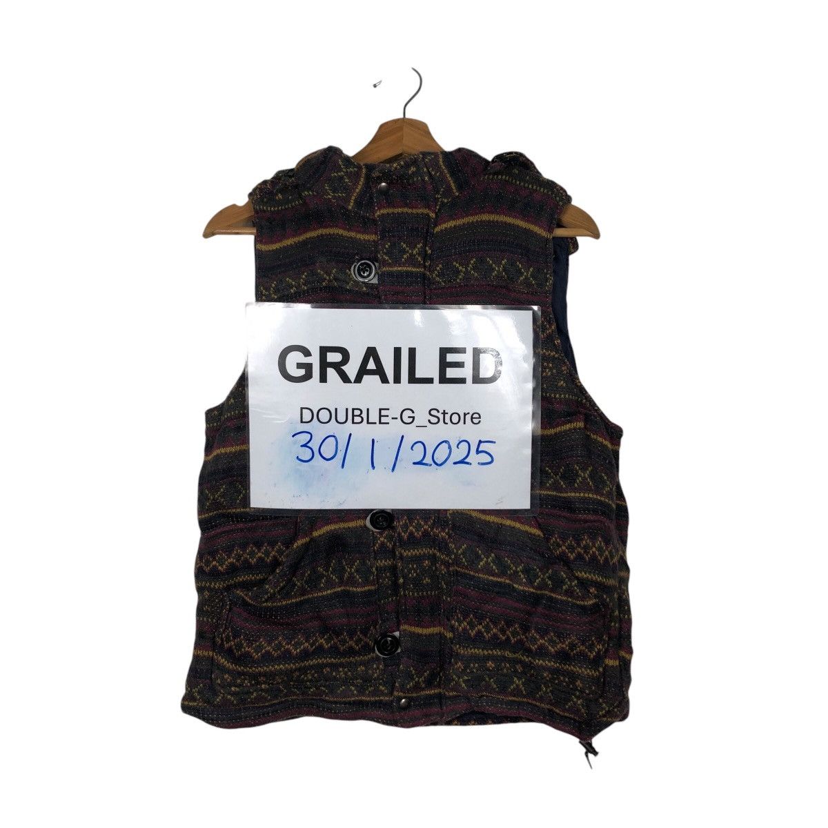 45rpm 📌Vintage Wool Vest Jacket Hoodie Create Barefoot Striped Size US M / EU 48-50 / 2 - 1 Thumbnail
