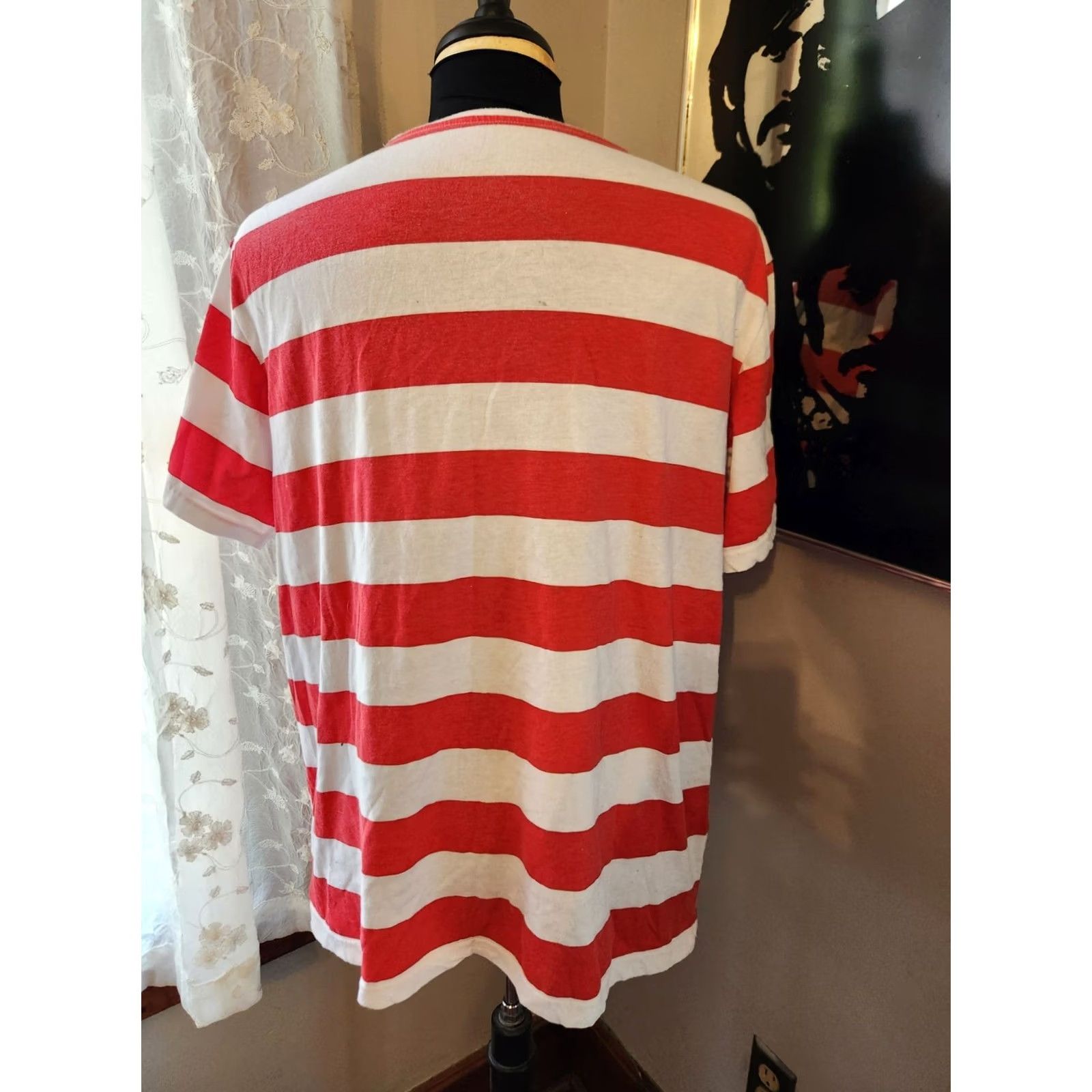 Aldo Where's Waldo Cosplay Striped Tee T-Shirt Red White XL Adult Unisex T-Shirt Crew Neck Short Sleeve бай Size US XL / EU 56 / 4 - 2 Thumbnail