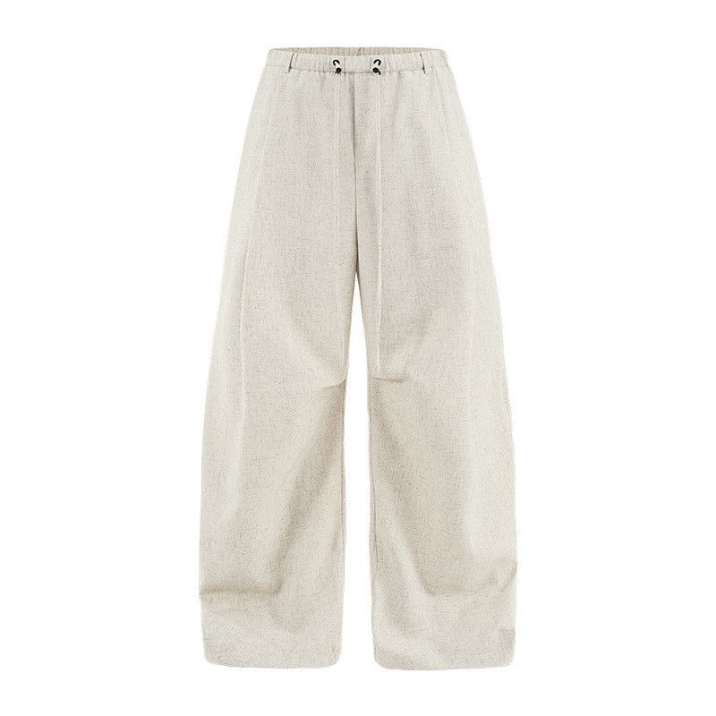 Japanese Brand Linen wide leg pants, loose solid color casual pants Size US 29 - 3 Thumbnail
