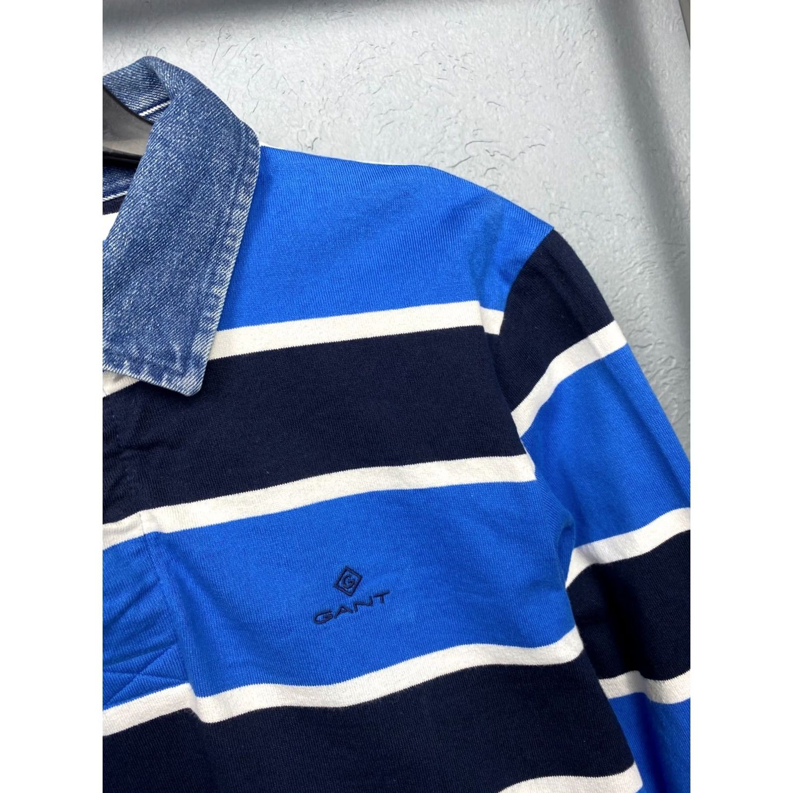 Gant Gant Rugby Long Sleeve Polo Shirt Mens M Blue Striped Vintage Size US M / EU 48-50 / 2 - 3 Thumbnail
