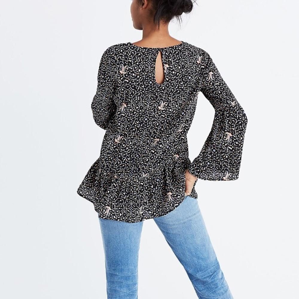 Madewell Madewell l Silk Fiesta Paisley Bell-Sleeve Top XS Size XS / US 0-2 / IT 36-38 - 3 Thumbnail