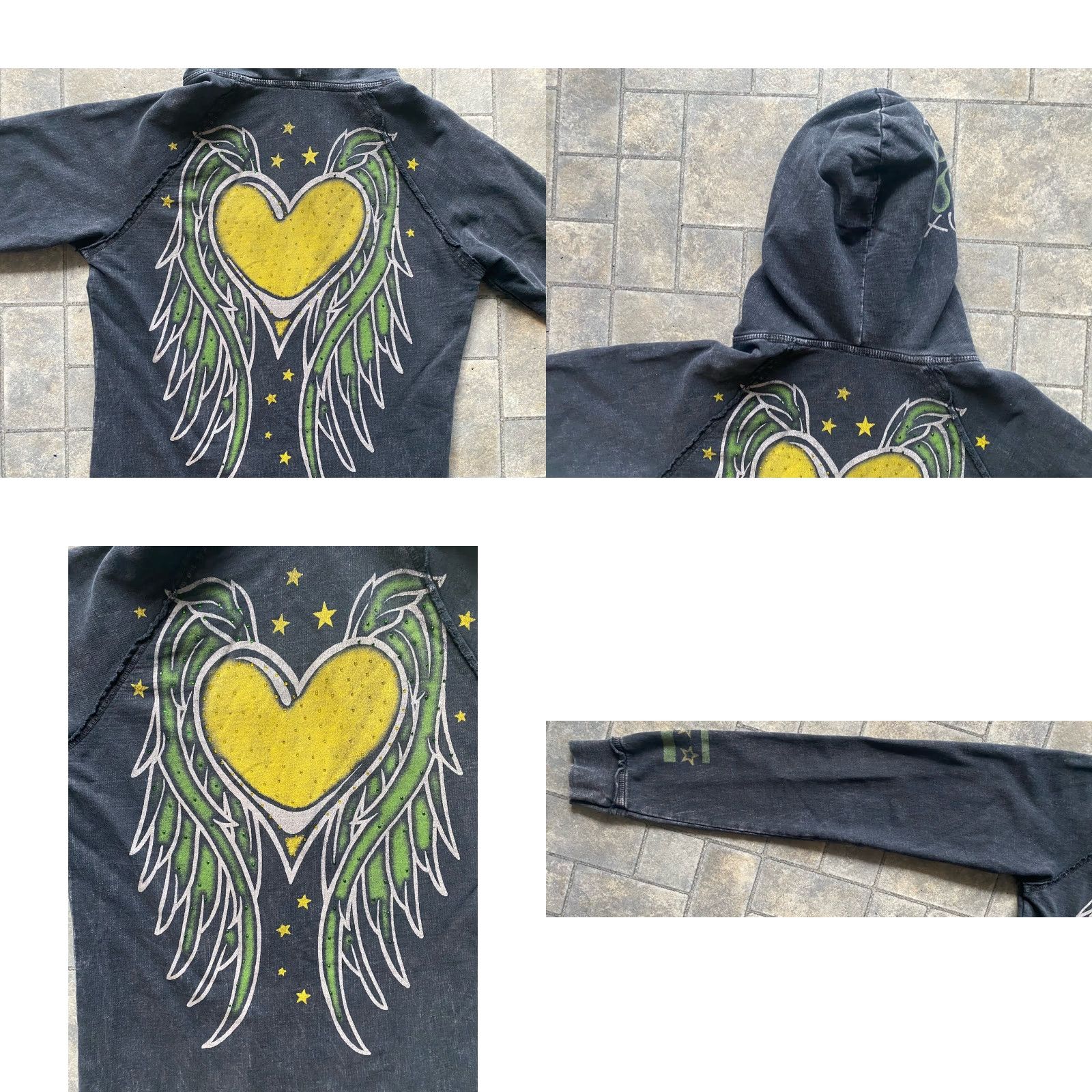 Affliction VINTAGE Sinful By Affliction WOMENS Hoodie L Heart Pullover Graphics On Sleeves And Hood Mens? Women? Wait. Size L / US 10 / IT 46 - 10 Thumbnail