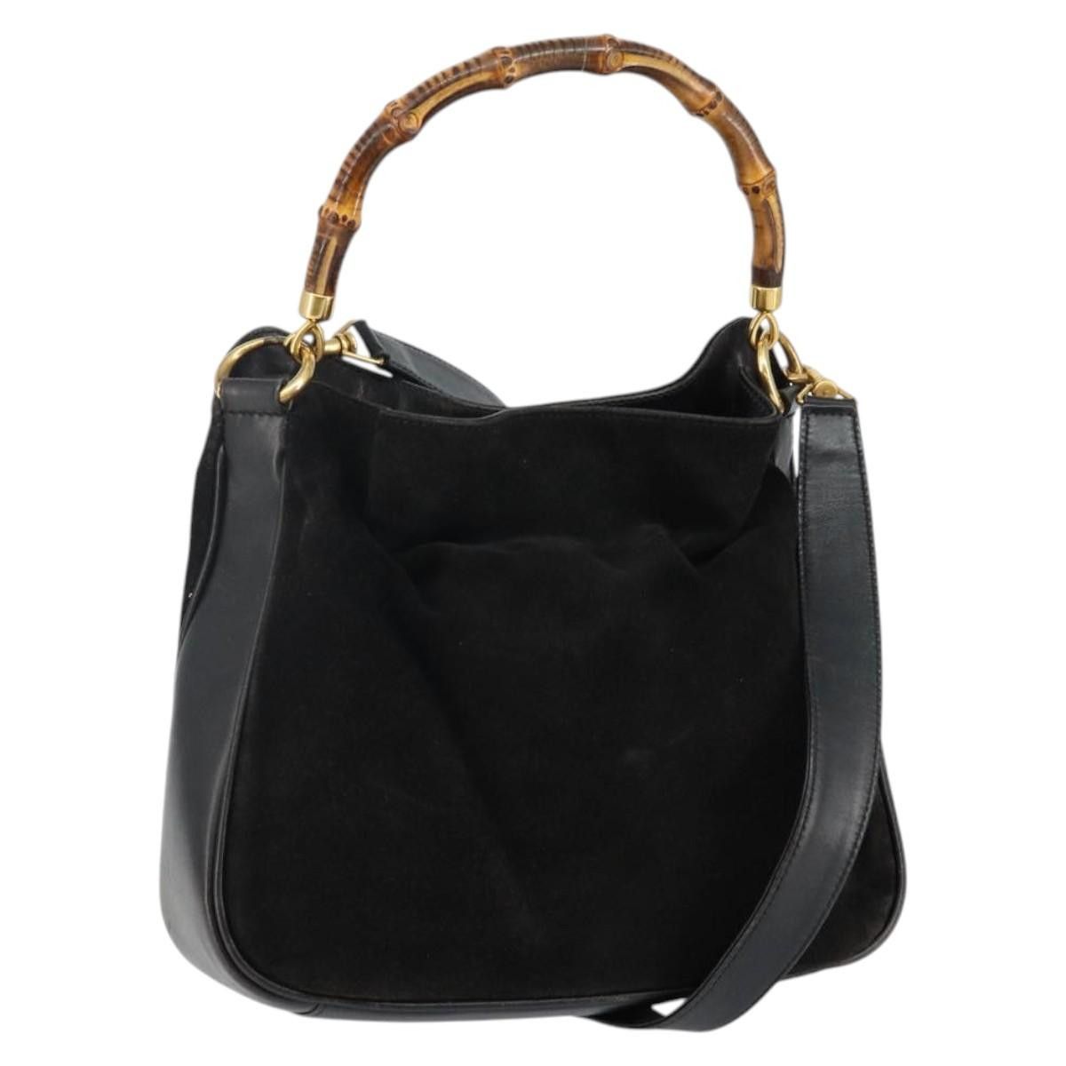Gucci GUCCI Handbag Suede Leather Black Gold 001 1732 001 1732 Size ONE SIZE - 1 Thumbnail