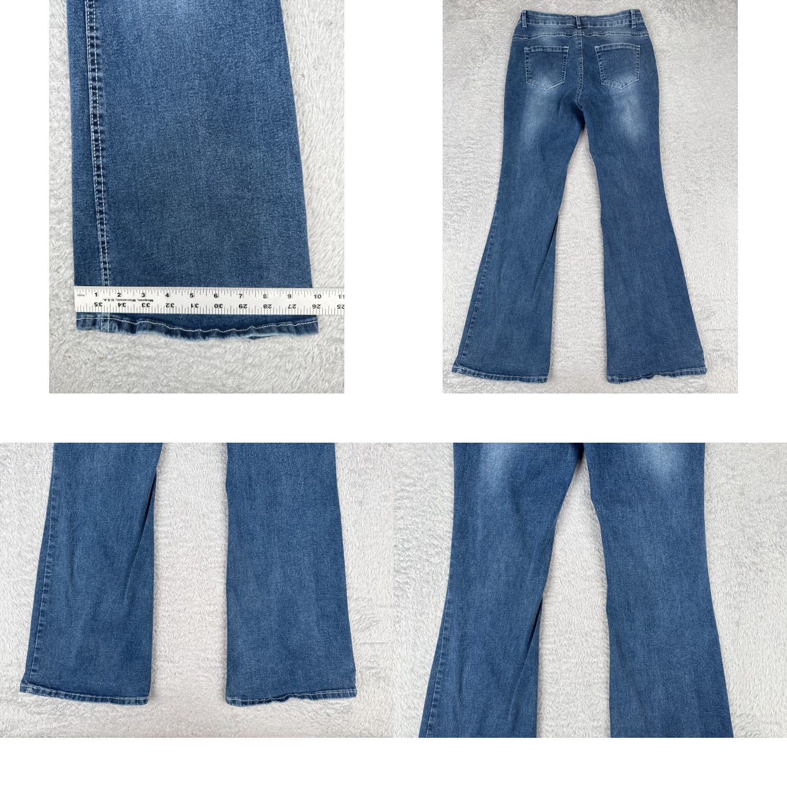 Shein SheIn Jeans Women’s 8 Blue Denim Flare Distressed Mid Rise 29x30 Cotton Blend 5-Pocket Design Vintage No Size 30" / US 8 / IT 44 - 10 Thumbnail