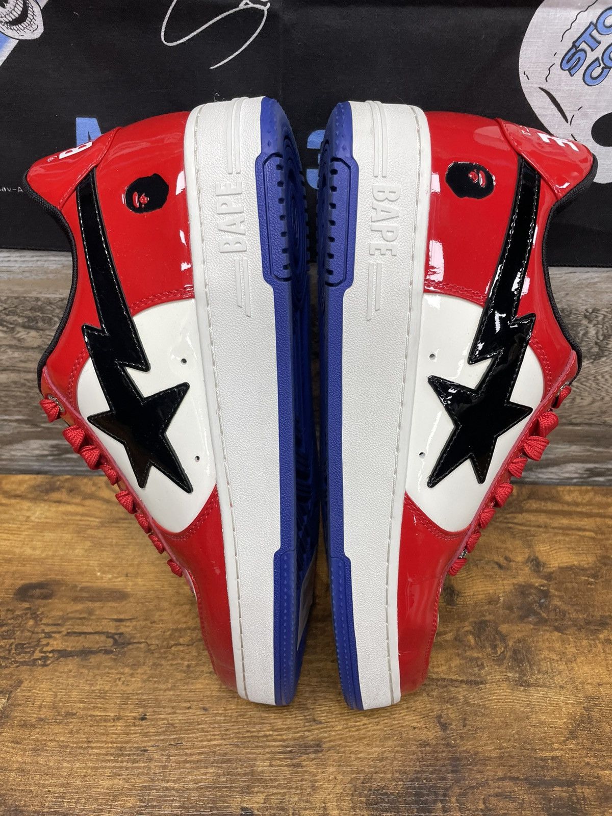 Bape 11-a bathing ape bapesta #1 red/white Size US 11 / EU 44 - 6 Thumbnail