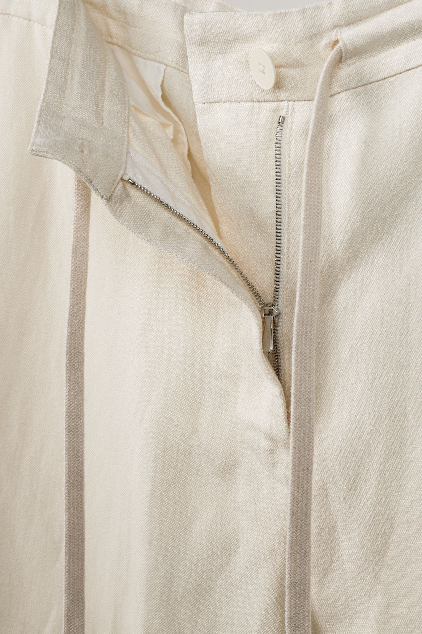 The Row The Row Beige Silk Linen Drawstring Pants Size 37" - 9 Thumbnail