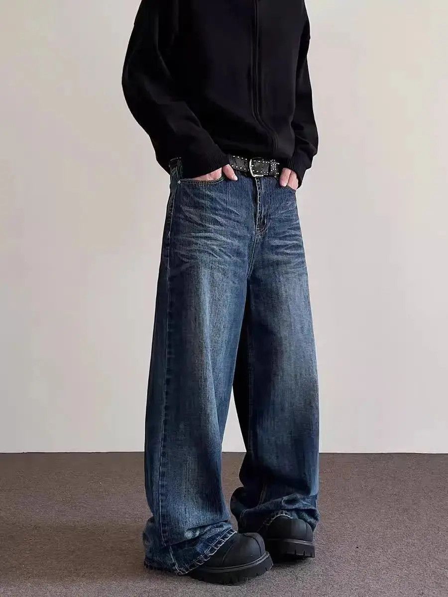 Japanese Brand Vintage washed cat whisker design micro flare jeans Size US 34 / EU 50 - 4 Thumbnail