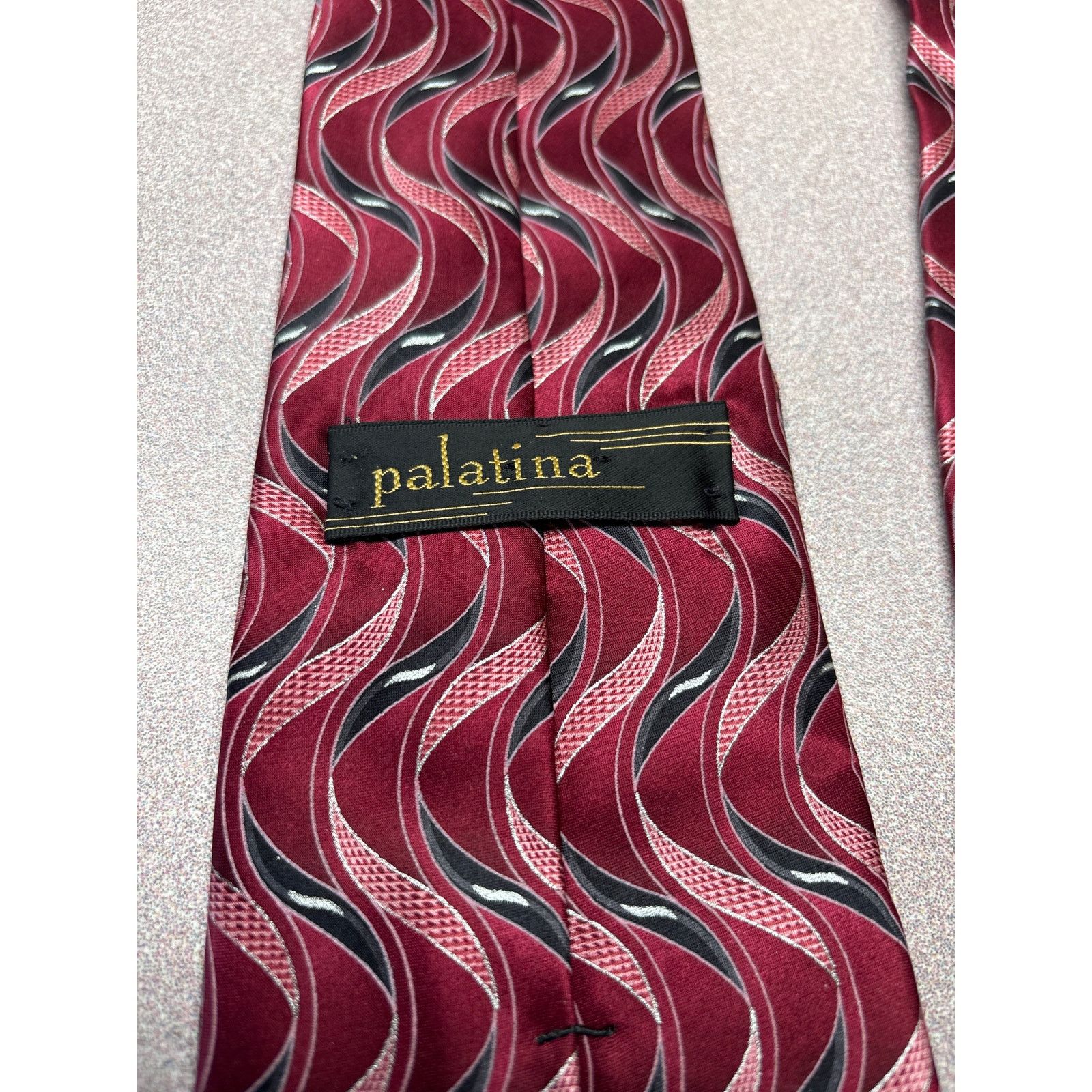 Other Palatina Red with Black and Silver Silk Tie Size ONE SIZE - 5 Thumbnail