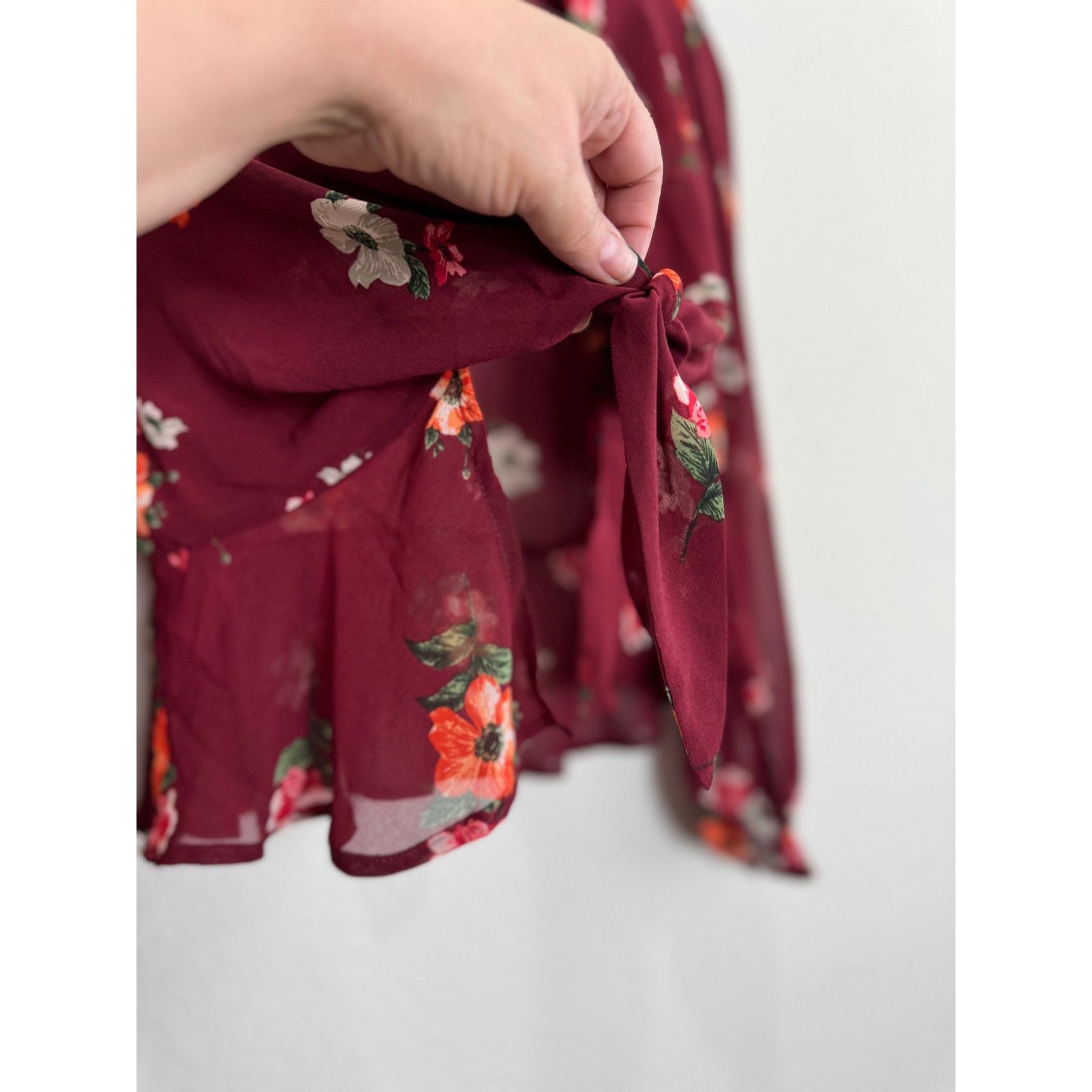 Other Women's Sheer Long Sleeve Blouse Top Maroon Medium Size M / US 6-8 / IT 42-44 - 9 Thumbnail