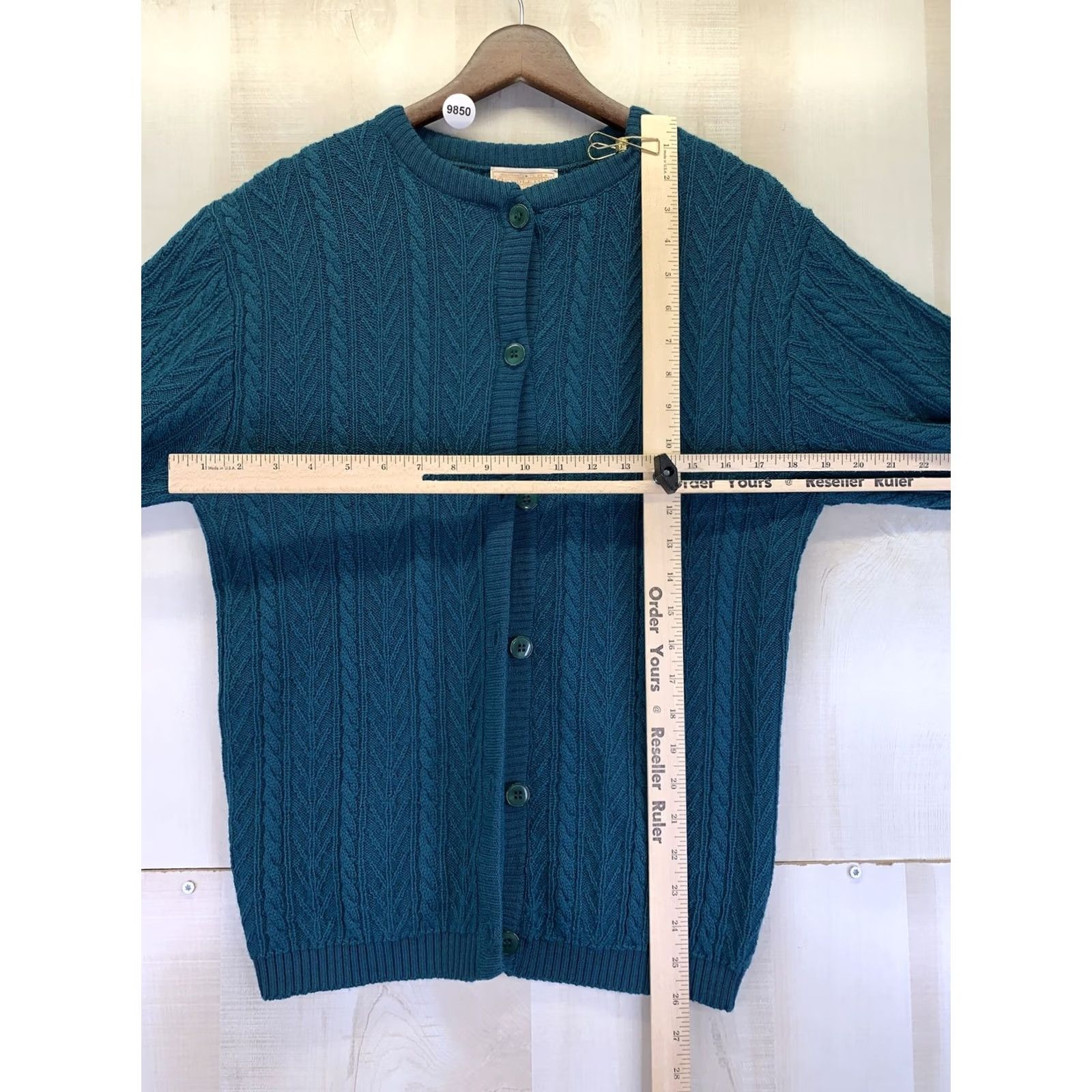 Pendleton VINTAGE Pendleton Sweater Cardigan Womens Small 100% Wool Teal Cable Knit 80s 90s Preppy Fall Winter Light Blue Womens S Size S / US 4 / IT 40 - 3 Thumbnail