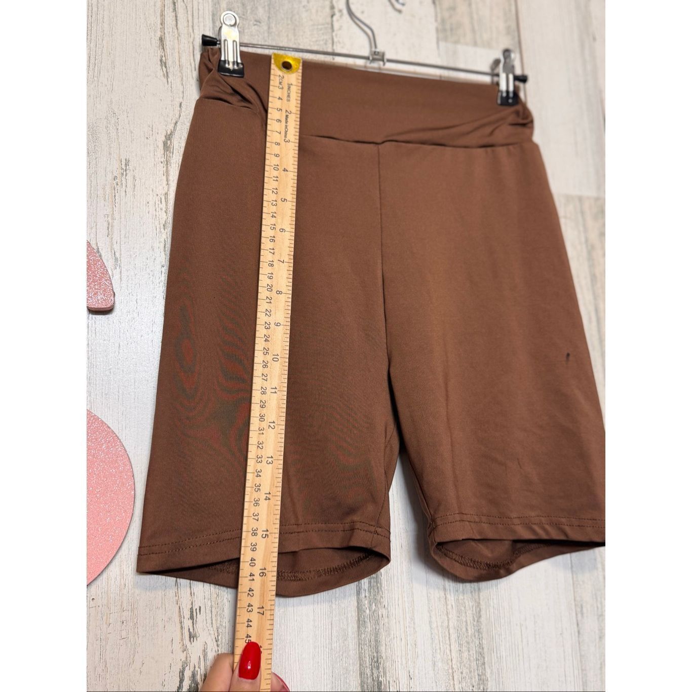 Other Brown High Waist Stretch Biker Shorts Size S – Soft Polyester, Comfy Fit Size 27" / US 4 / IT 40 - 6 Thumbnail