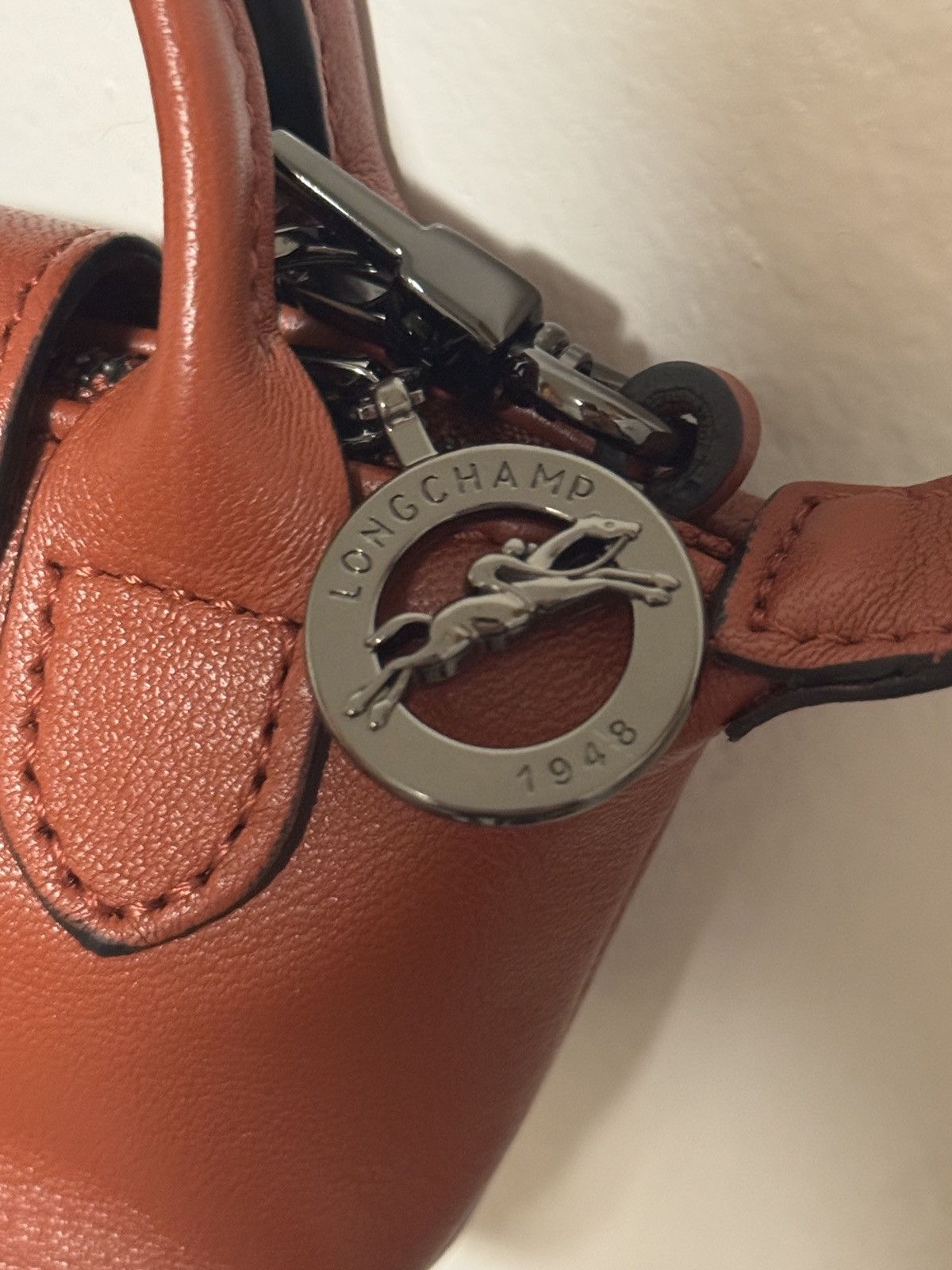 Longchamp LONGCHAMP Nano Mini Le Pliage Cuir Leather Top Handle Size ONE SIZE - 8 Thumbnail