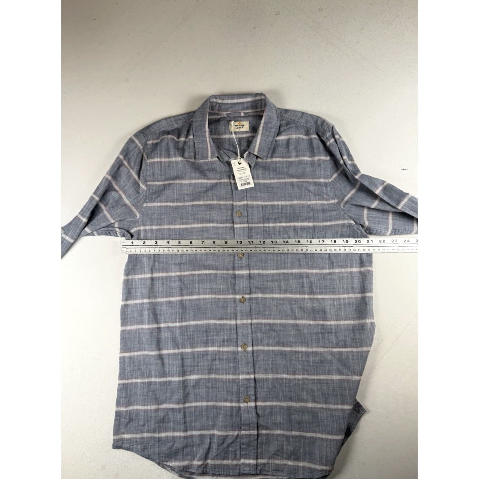 Marine Layer Marine Layer Newport Button-Down Navy Multi Stripe Marge M/L Mens Long Sleeve Shirt Blue Striped Msrp 98$ Size US M / EU 48-50 / 2 - 4 Thumbnail