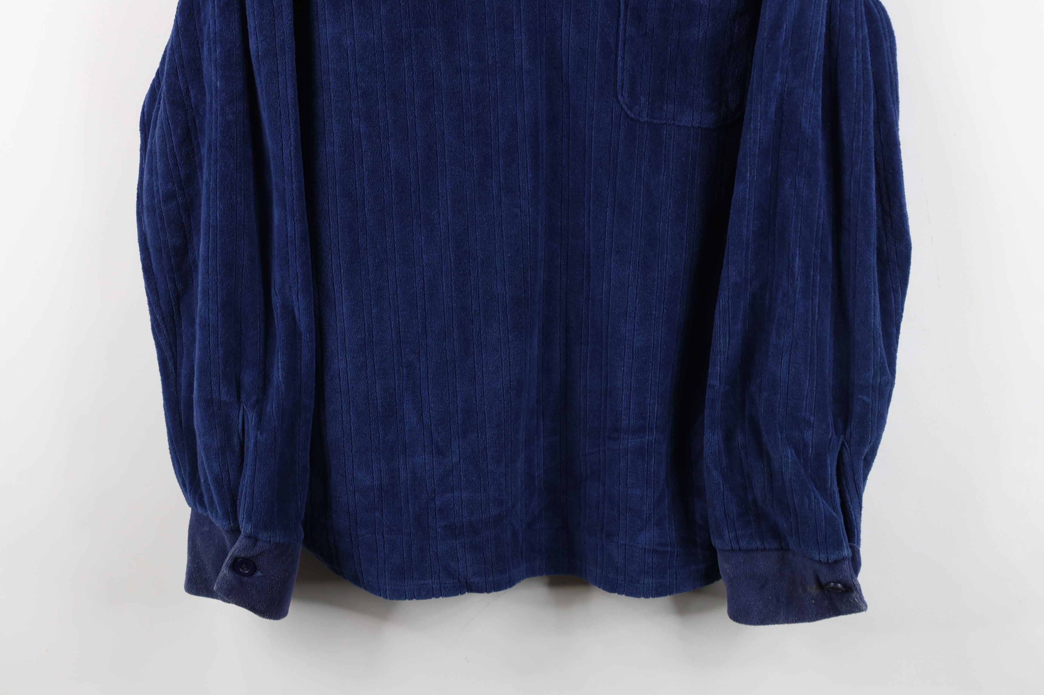 Vintage Vintage 70s Streetwear Ribbed Velour Commando Polo Blue Size US L / EU 52-54 / 3 - 3 Thumbnail