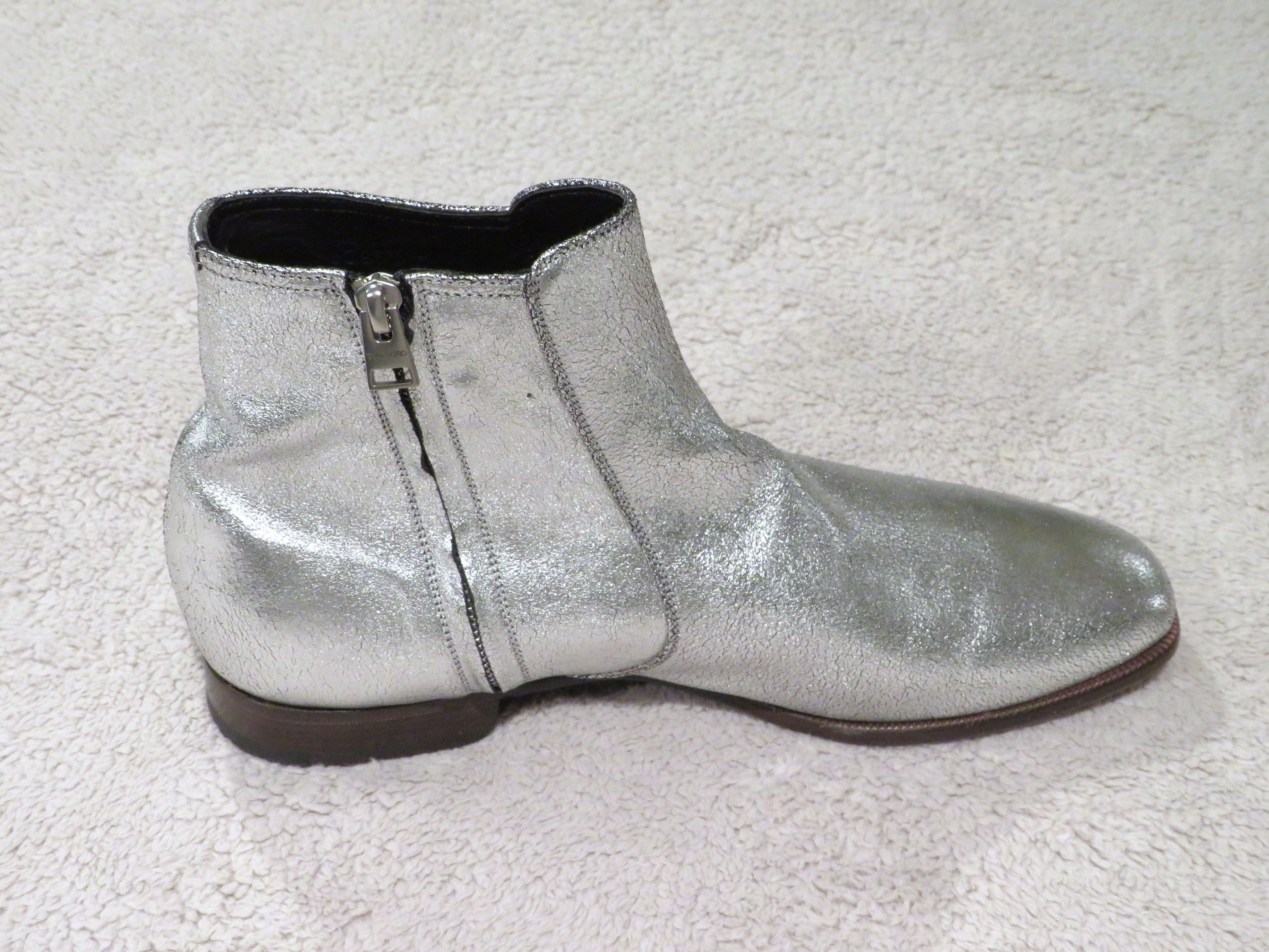 Tom Ford Edgar Silver Metallic Leather Side Zip Ankle Boots 9 T Size US 9 / EU 42 - 7 Thumbnail