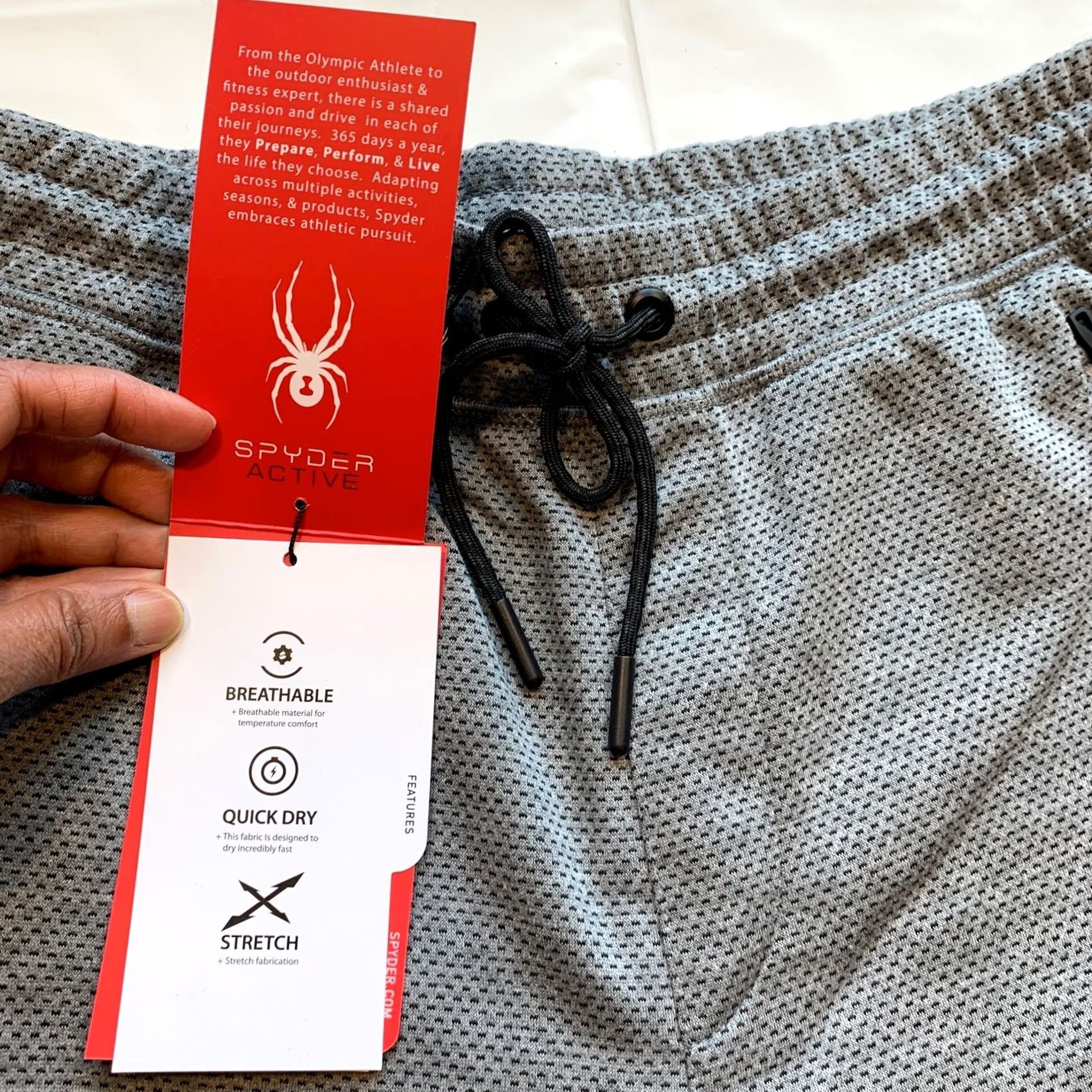 Spyder Spyder Active ProWEB Fleece Jogger Sweat Pants Mens M Regular Gray Heather, Athletic, Fly Drawstring, Zip Pocket, 30 in Inseam, Polyester Blend, NWT Size US 31 - 6 Thumbnail
